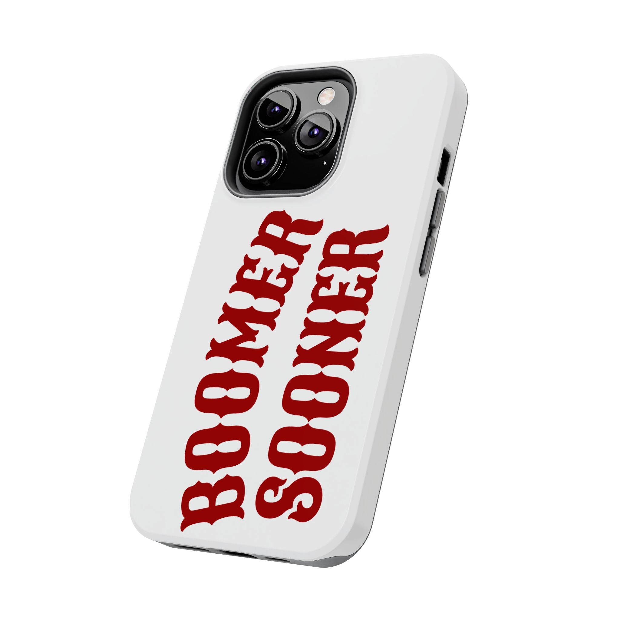 Boomer Sooner Tough Phone Case — Oklahoma Crimson Retro Text Protective Cover