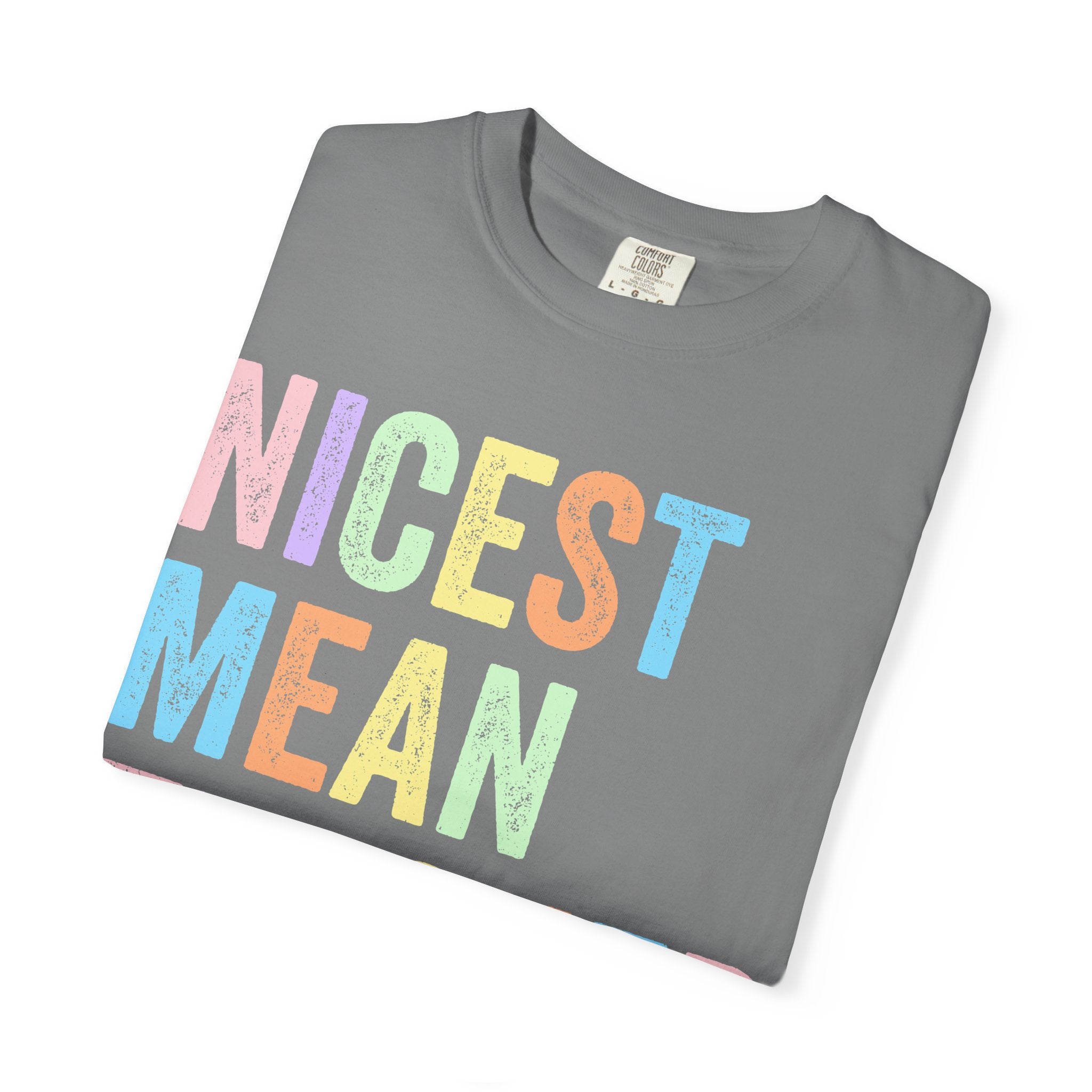 Nicest Mean Teacher Ever T-Shirt — Pastel Teacher Appreciation Tee
