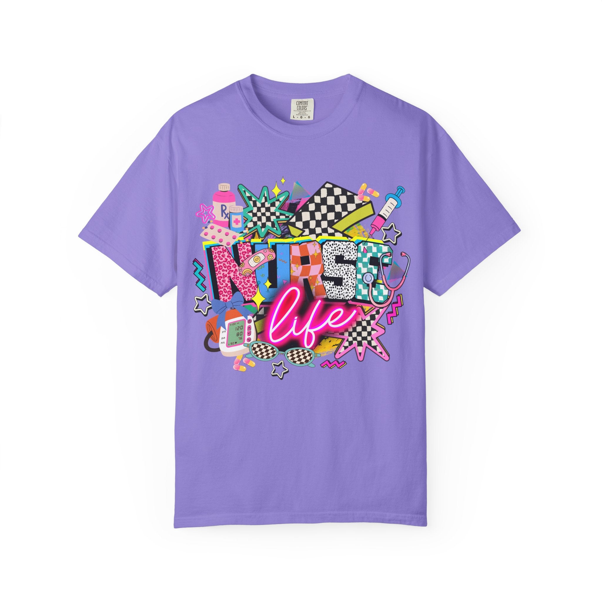 Unisex Graphic T-Shirt — "Nurse for Life" Retro Neon Pop Art Tee