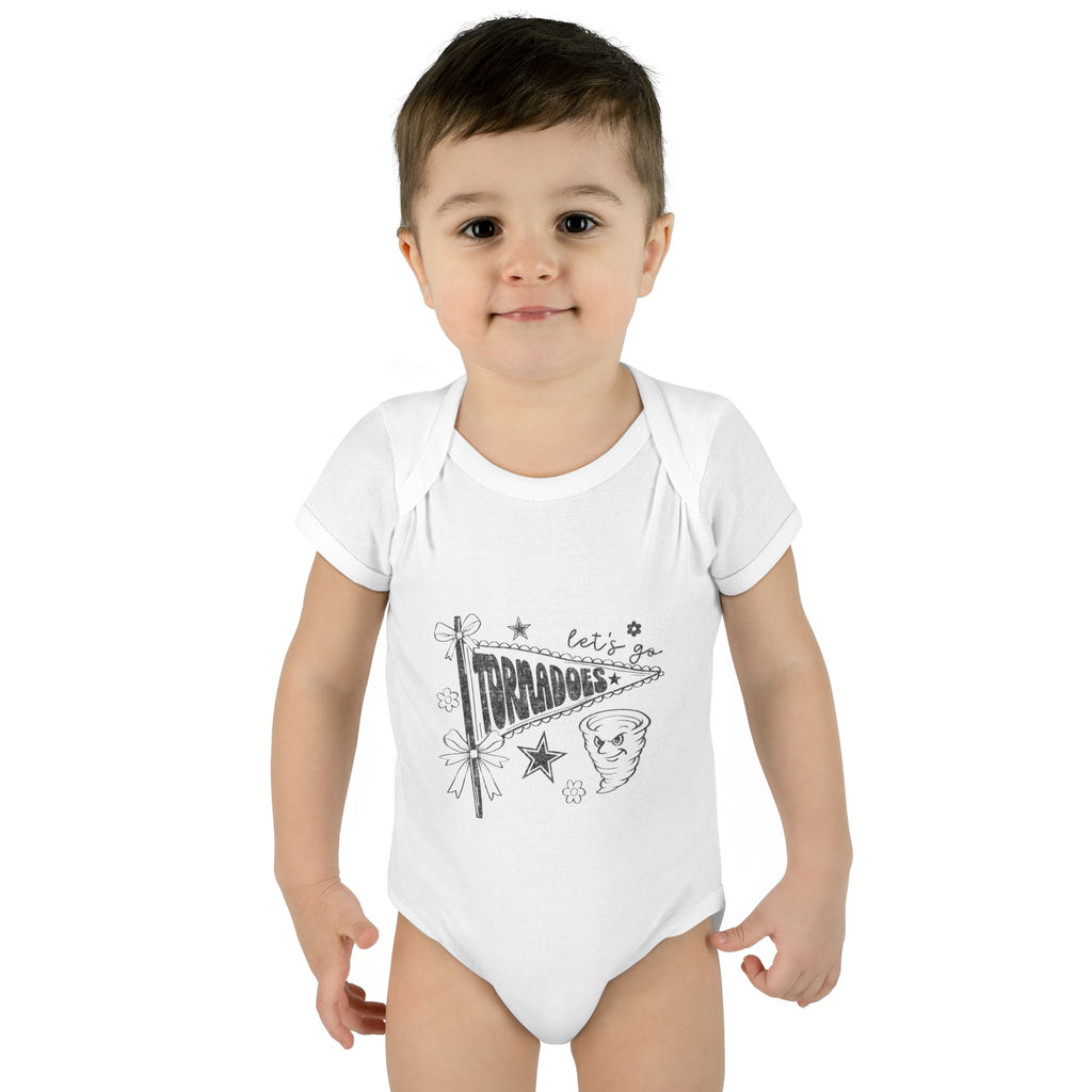 Let's Be Tornadoes Baby Bodysuit – Cute Retro Space Drawing Infant Onesie