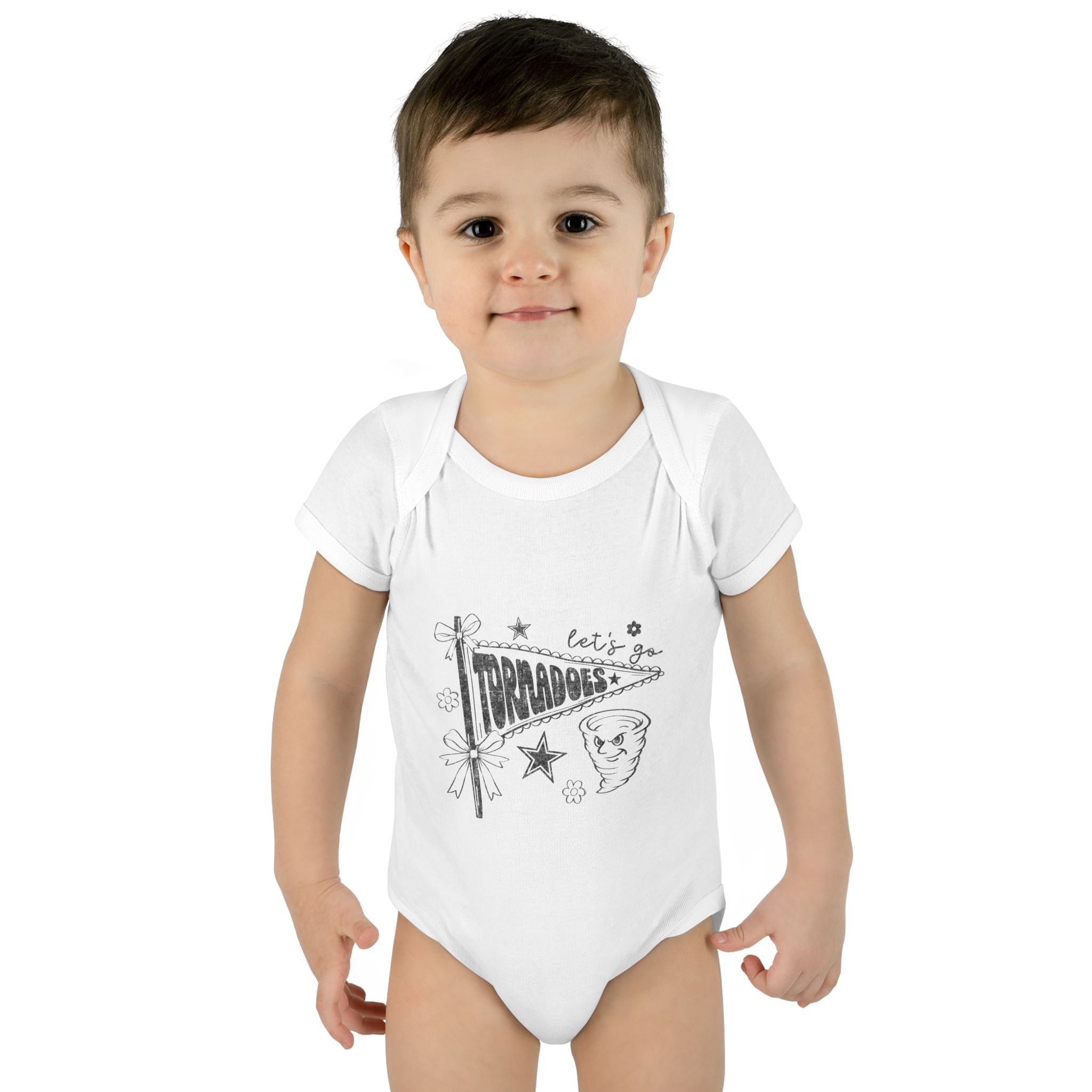 Let's Be Tornadoes Baby Bodysuit – Cute Retro Space Drawing Infant Onesie