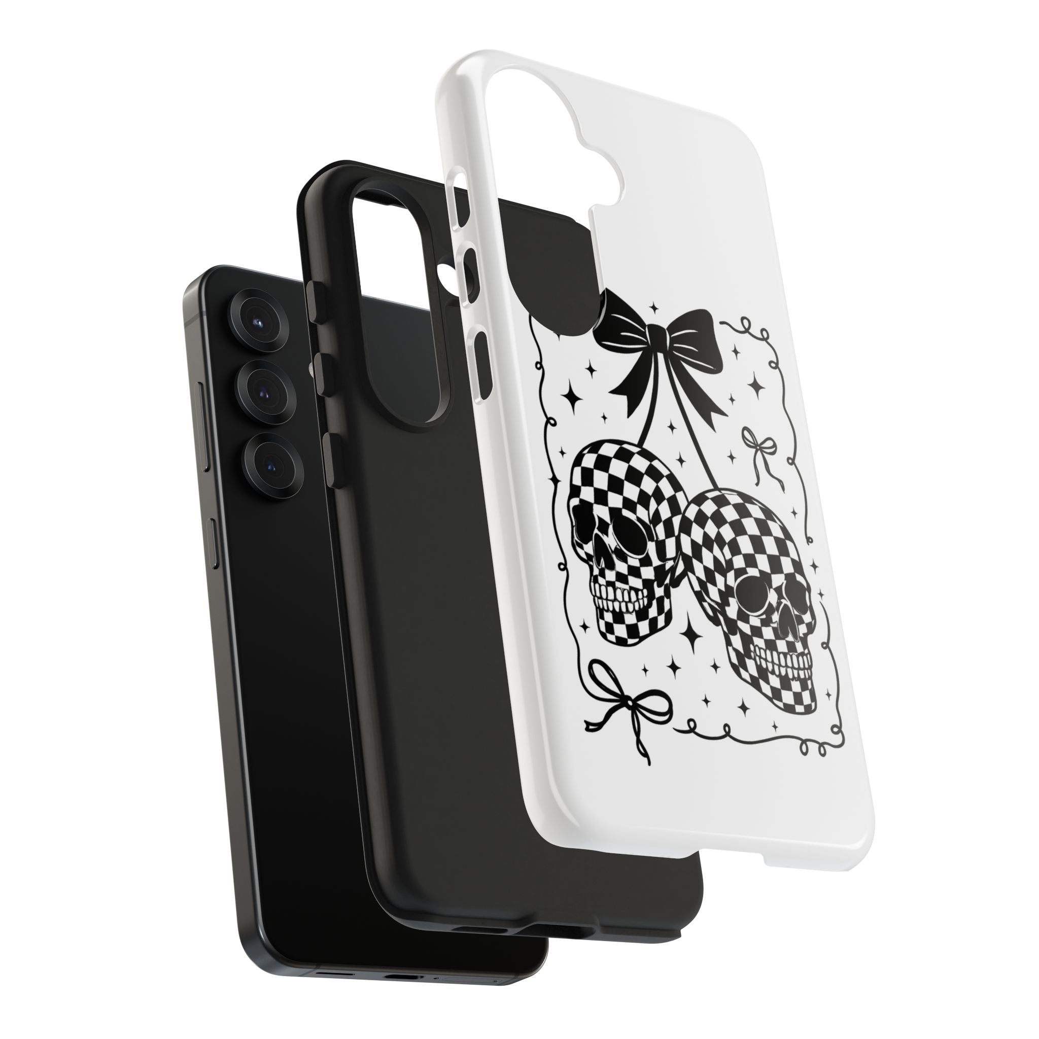Skull Bow Phone Case - Checkerboard Gothic Tough Phone Case