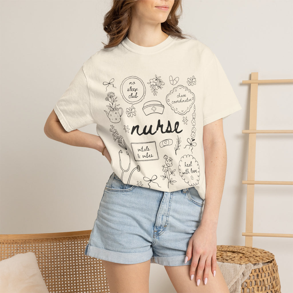 Nurse Doodles T-Shirt — Handwritten Medical Gifts for Nurses