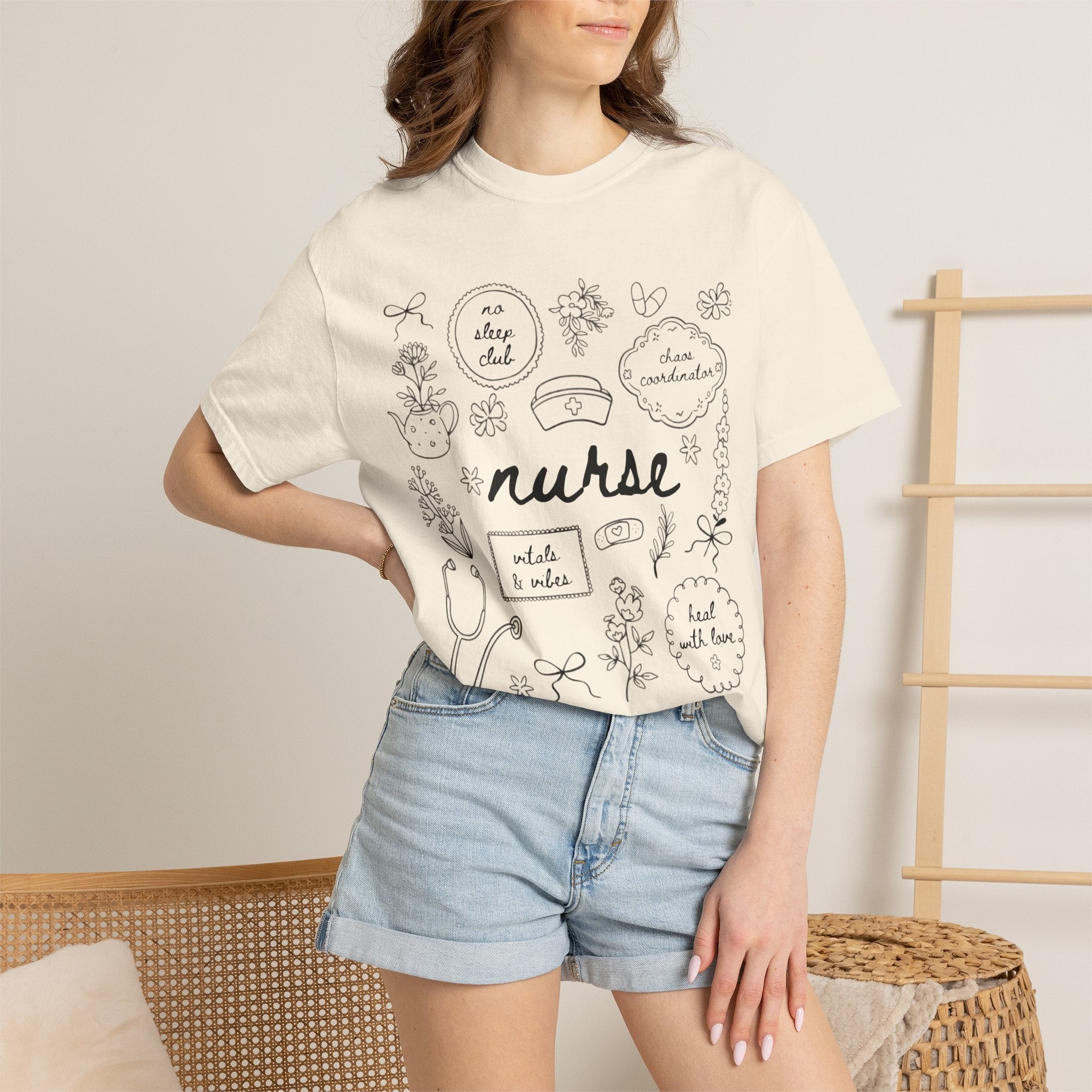 Nurse Doodles T-Shirt — Handwritten Medical Gifts for Nurses