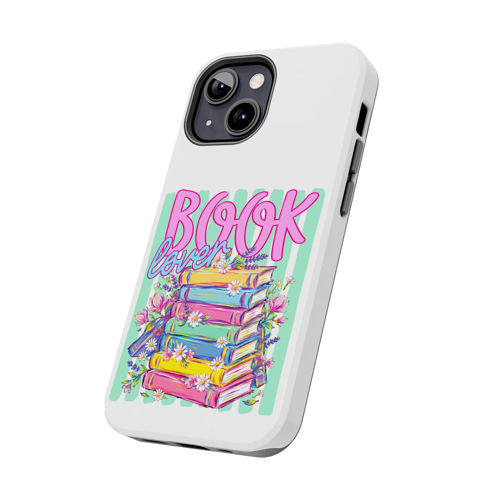 Book Lover Tough Phone Case — Colorful Stack of Books Floral Design