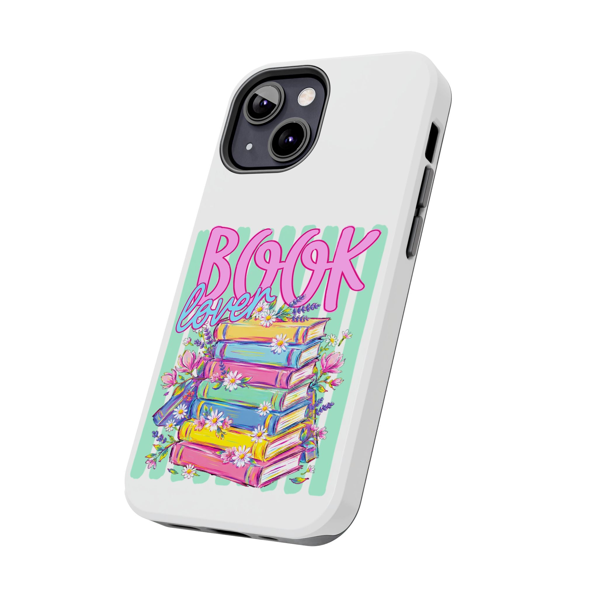 Book Lover Tough Phone Case — Colorful Stack of Books Floral Design