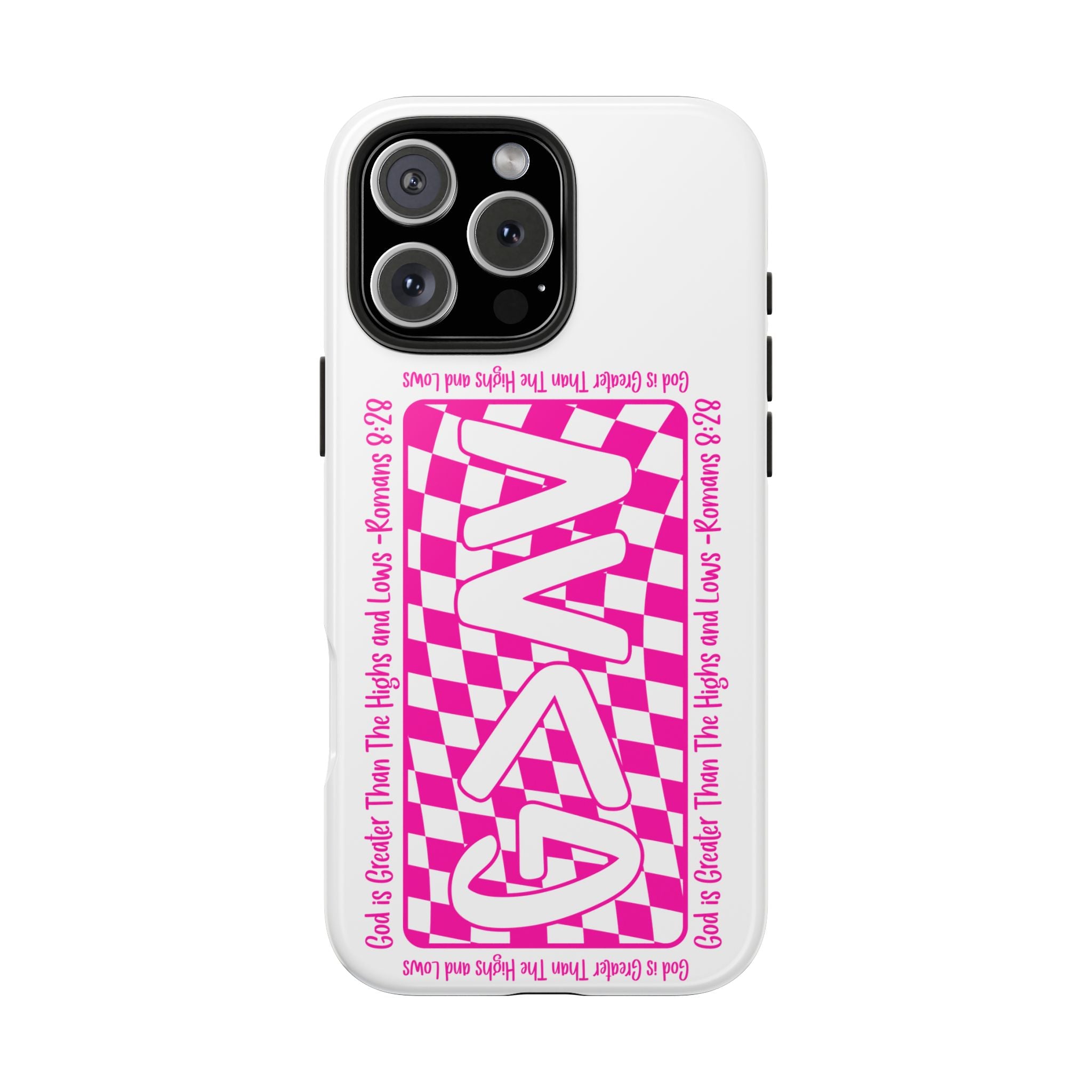 Pink Checker 'GAY' Tough Phone Case — Bold Pride Protective Cover