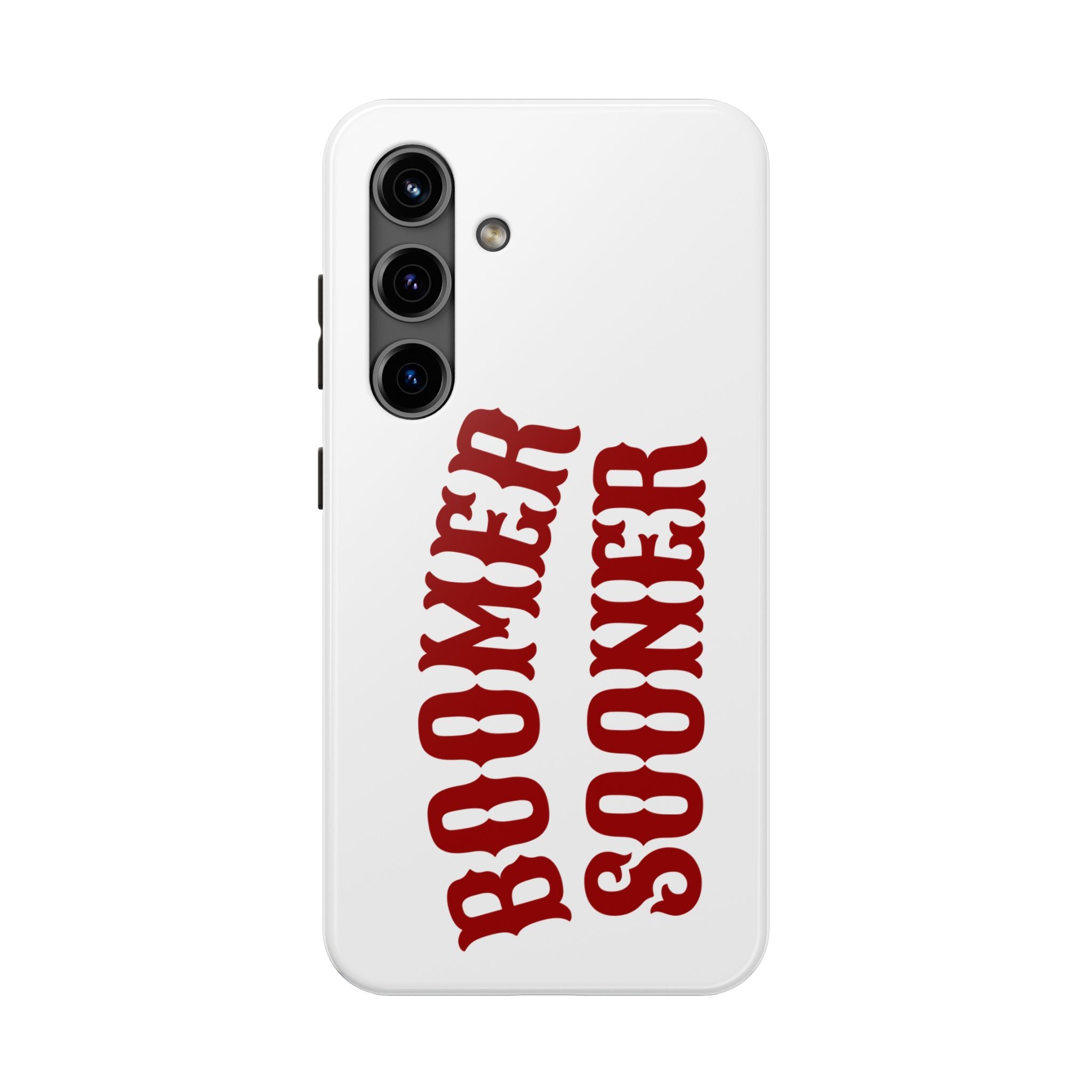 Boomer Sooner Tough Phone Case — Oklahoma Crimson Retro Text Protective Cover