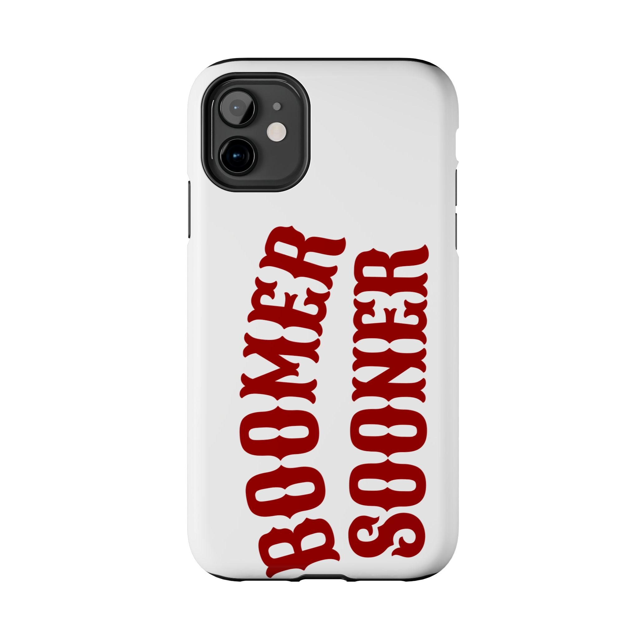 Boomer Sooner Tough Phone Case — Oklahoma Crimson Retro Text Protective Cover