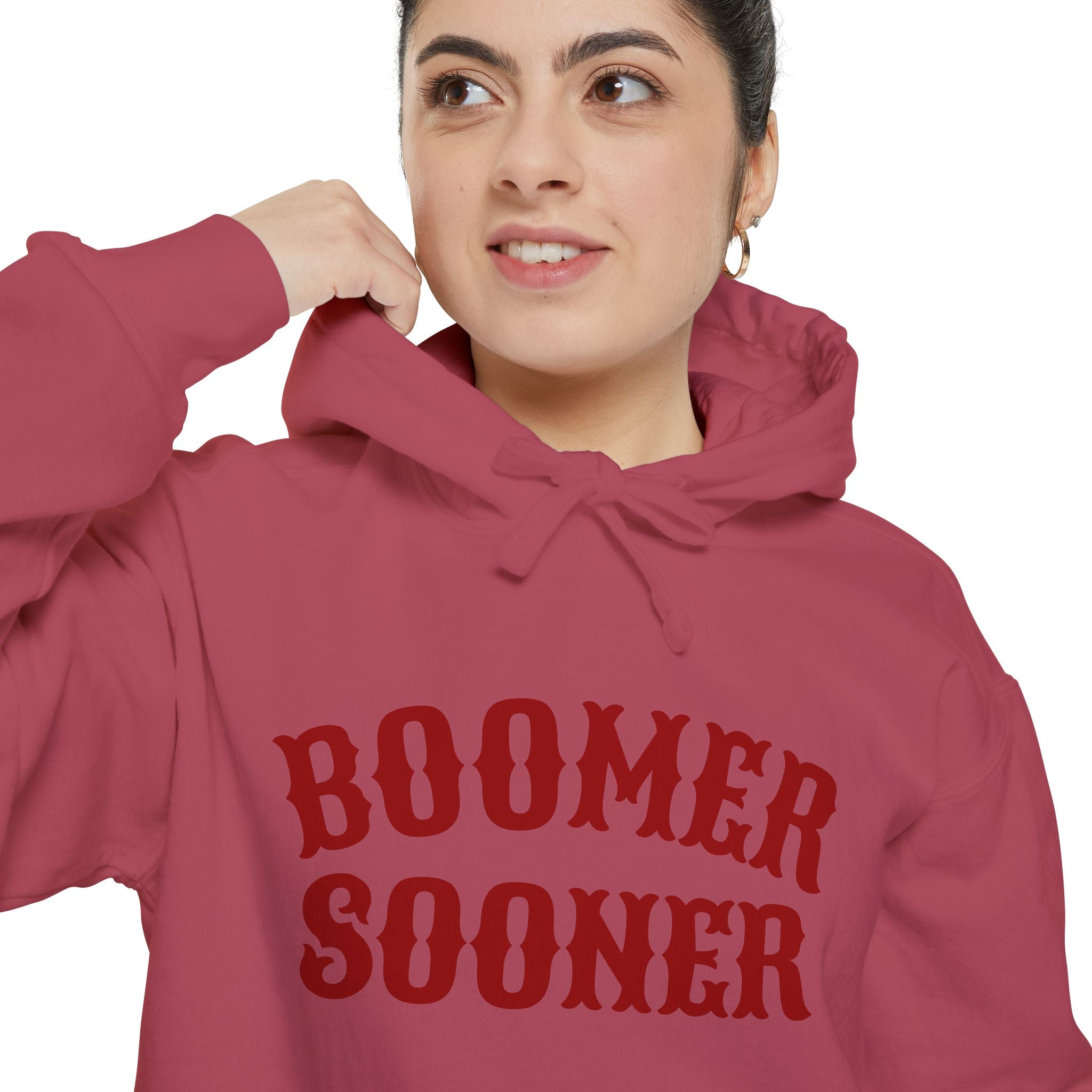 Boomer Sooner Hoodie — OU Crimson Vintage Arch Pullover