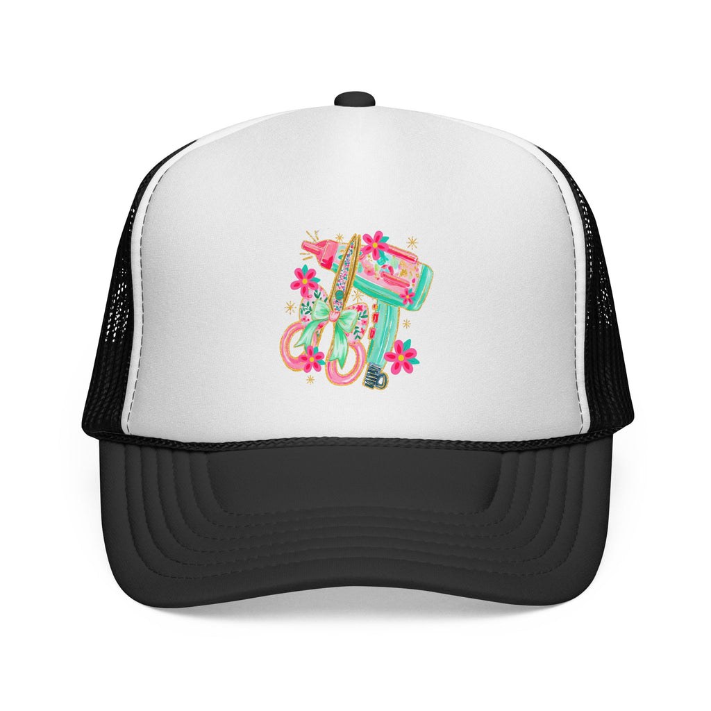 Trucker Cap — Floral Surfboard & Vintage Van Design