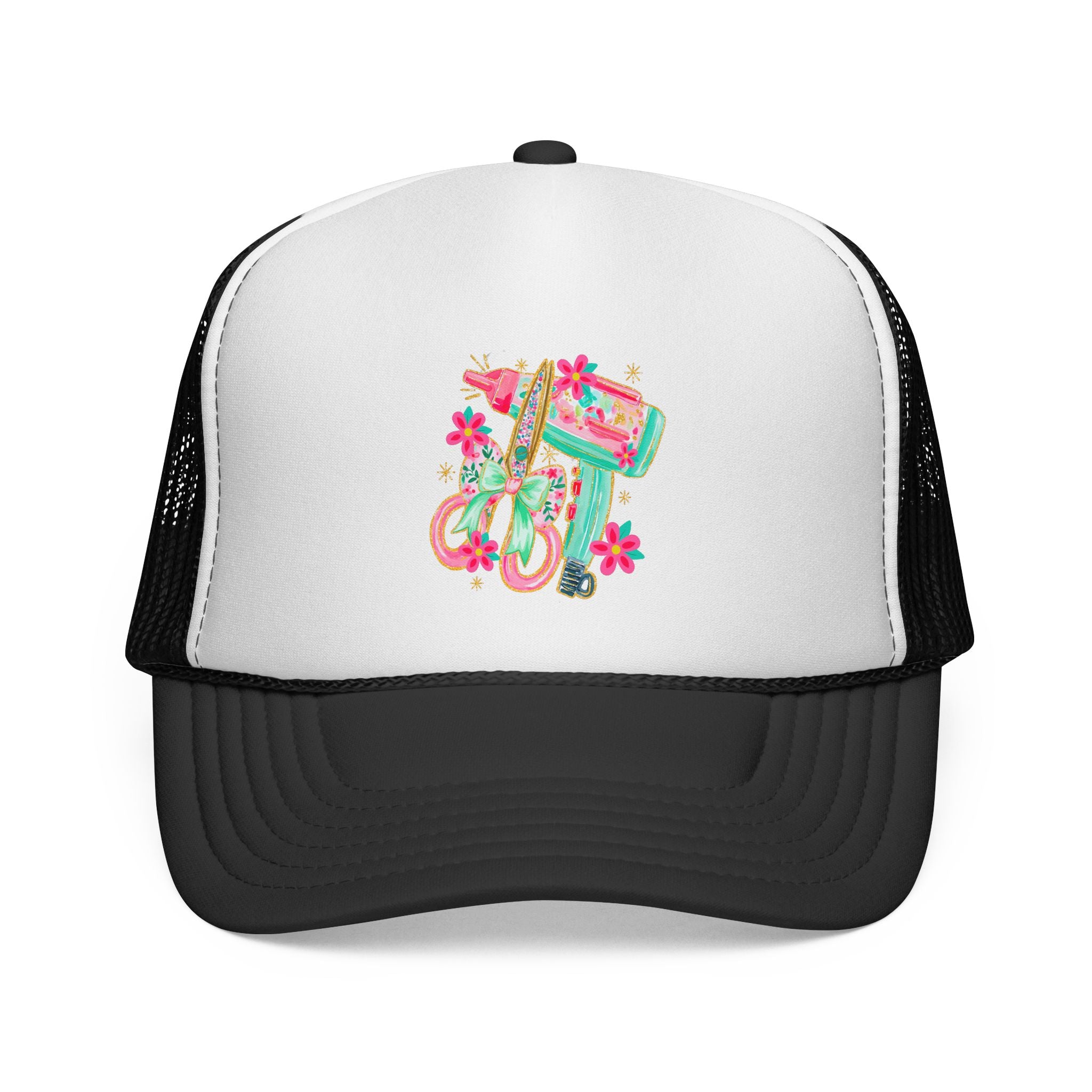 Trucker Cap — Floral Surfboard & Vintage Van Design