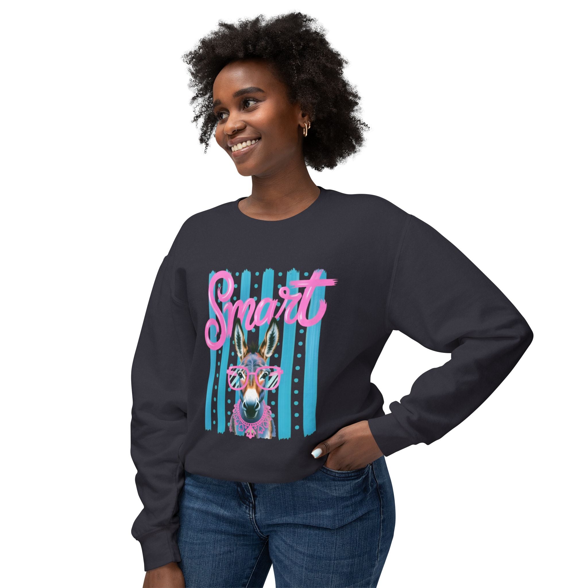 Donkey Sweet Crewneck Sweatshirt — 'Sweet' Colorful Donkey Graphic