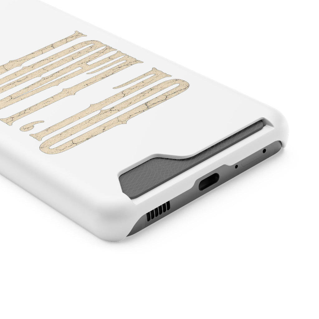 Card Holder Phone Case — Vintage Beige 'Old Soul' Typography
