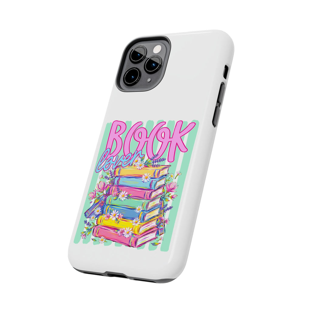Book Lover Tough Phone Case — Colorful Stack of Books Floral Design