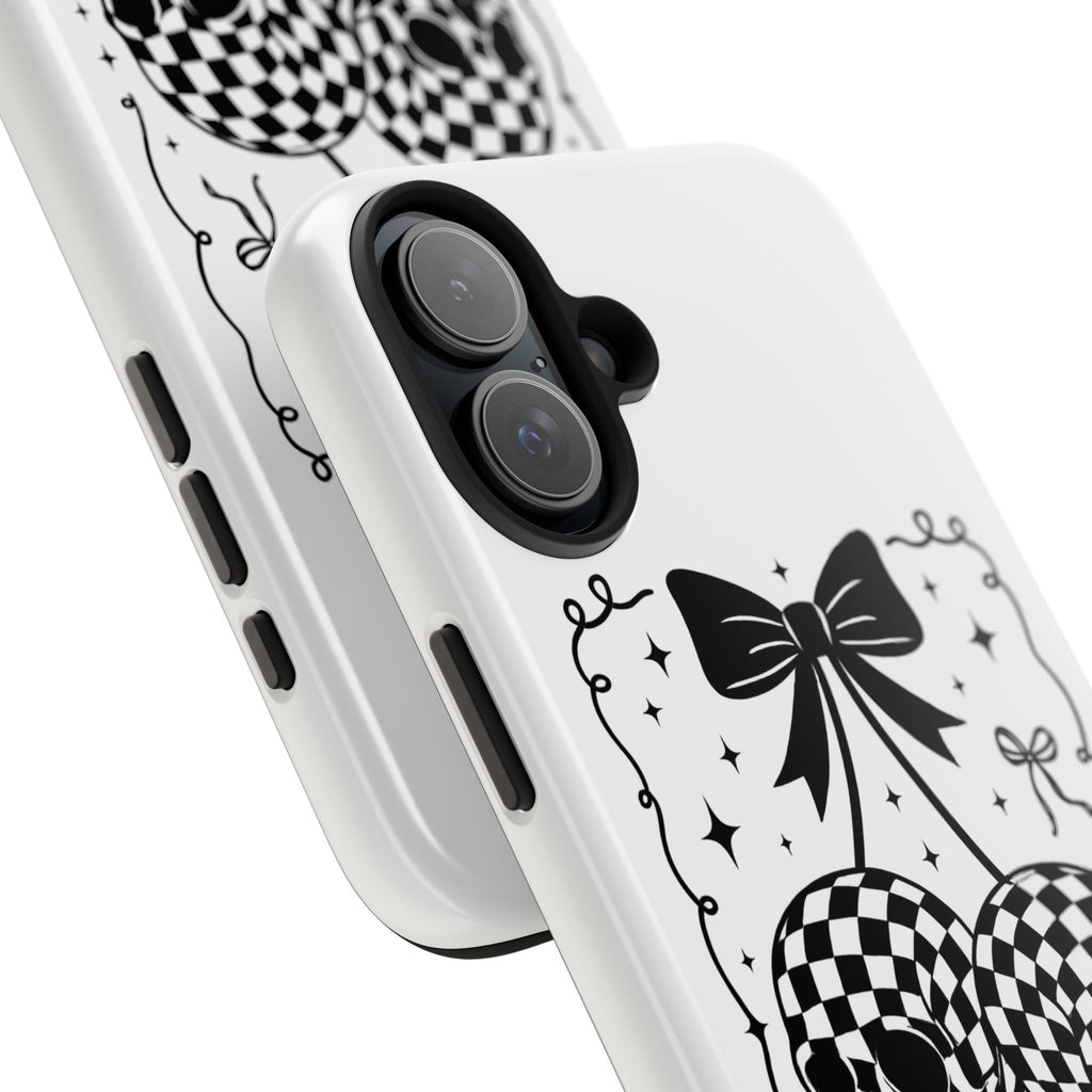 Skull Bow Phone Case - Checkerboard Gothic Tough Phone Case