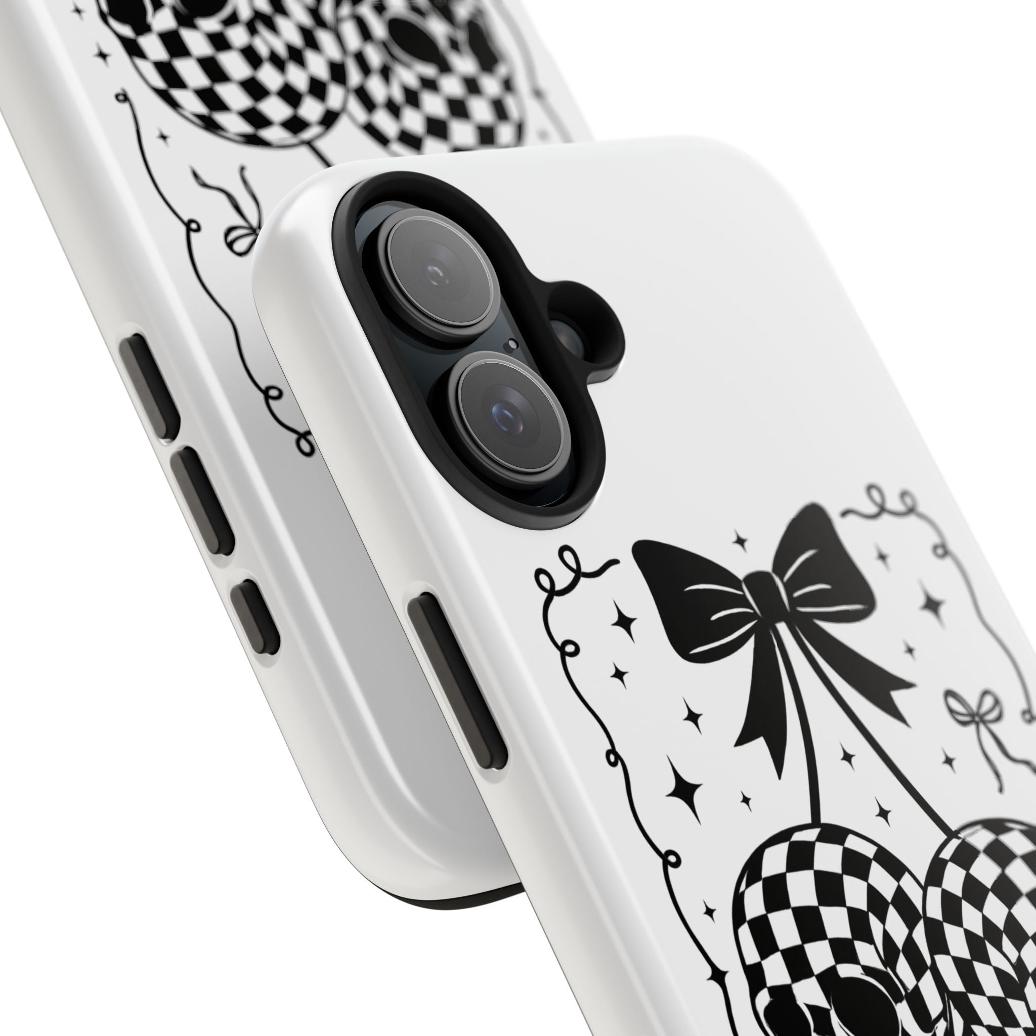 Skull Bow Phone Case - Checkerboard Gothic Tough Phone Case