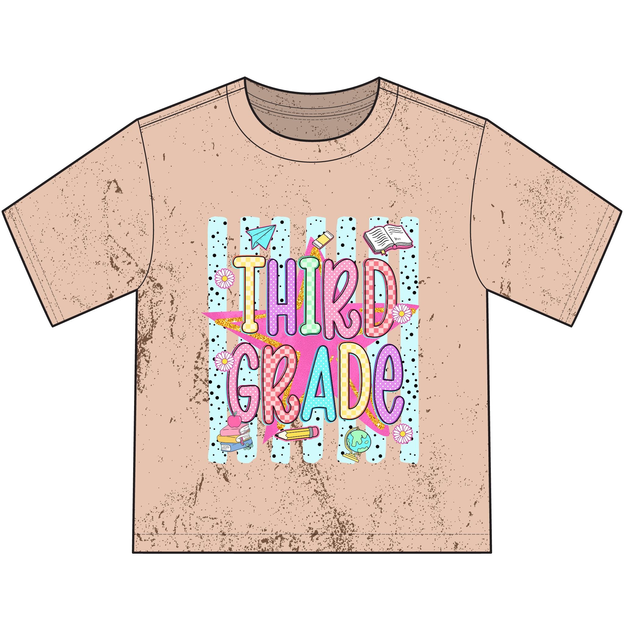 Third Grade Color Splash Youth T‑Shirt — Back-to-School Cute Classroom Tee