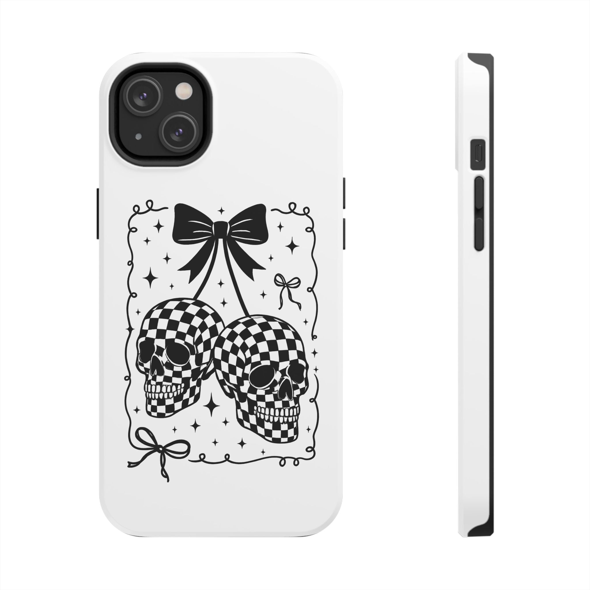 Skull Bow Phone Case - Checkerboard Gothic Tough Phone Case