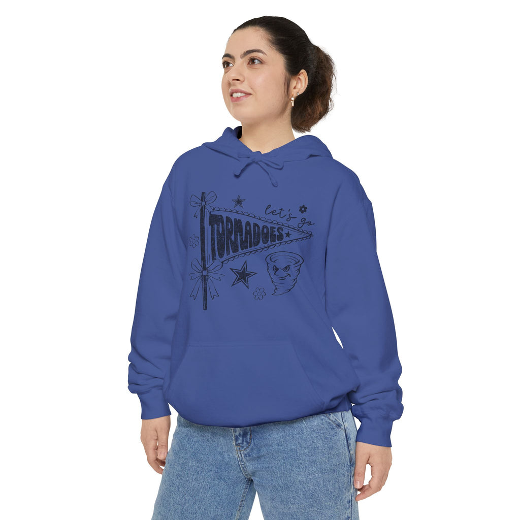 Tornadoes Graphic Hoodie — Retro Pennant Design with 'Let's Go' Text