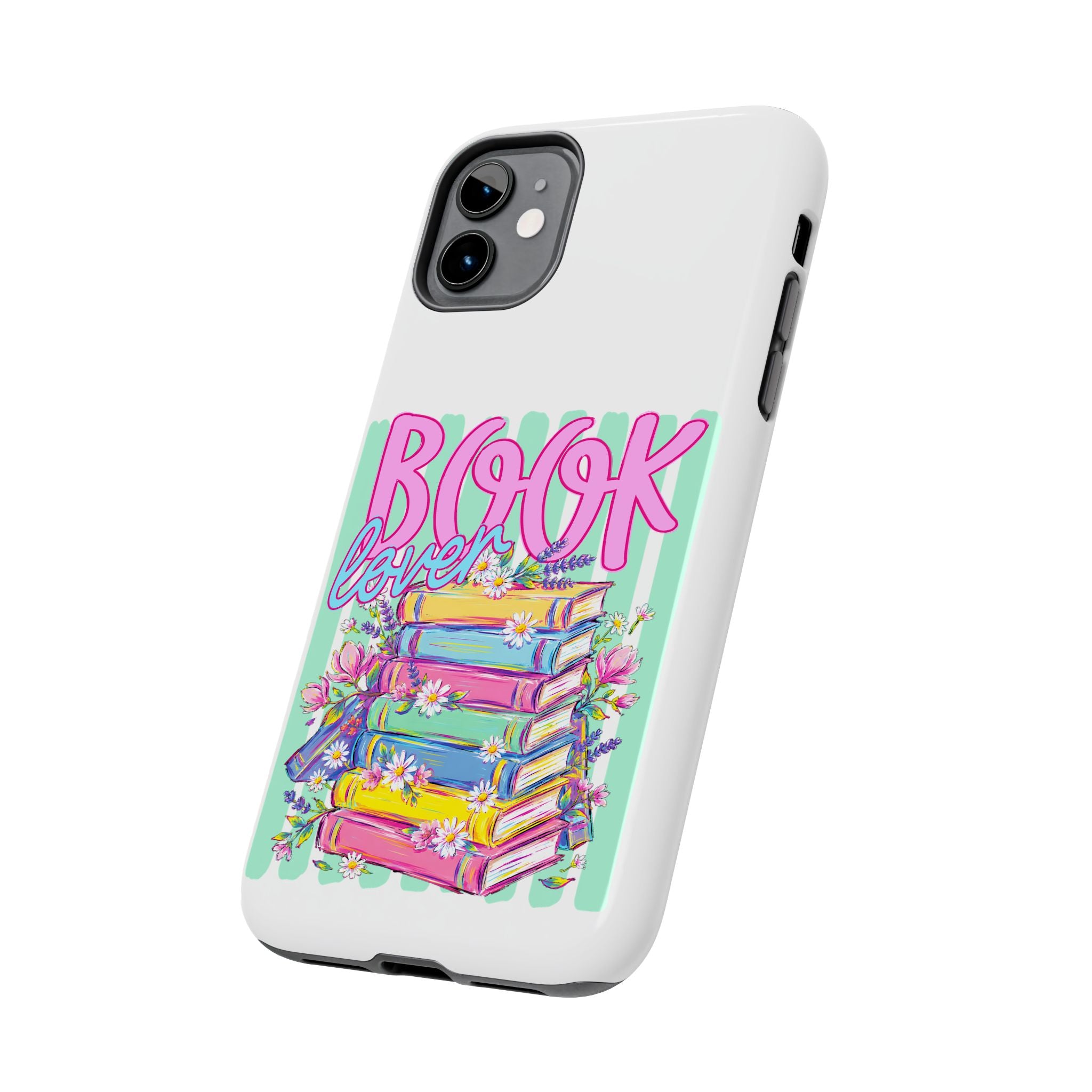 Book Lover Tough Phone Case — Colorful Stack of Books Floral Design