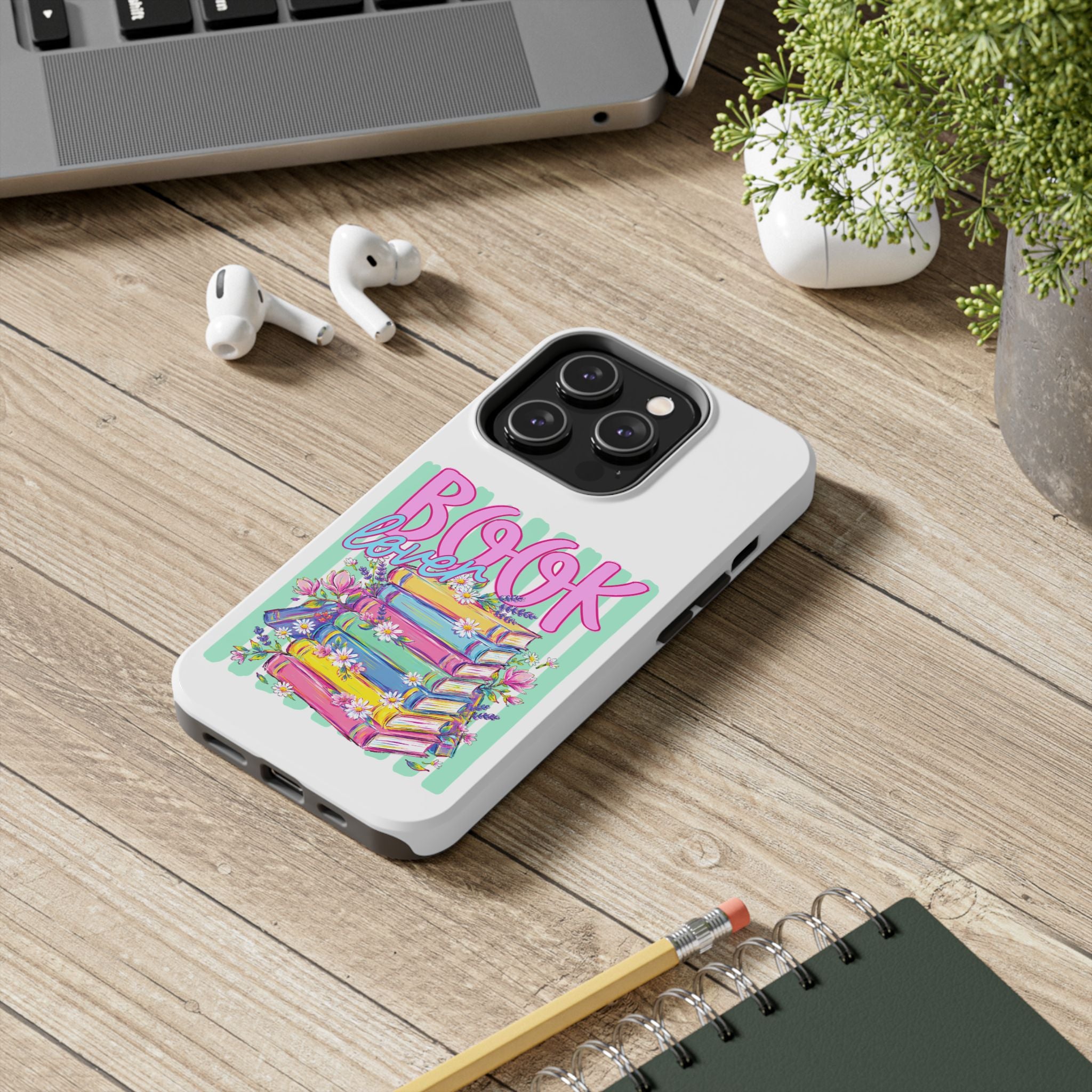 Book Lover Tough Phone Case — Colorful Stack of Books Floral Design