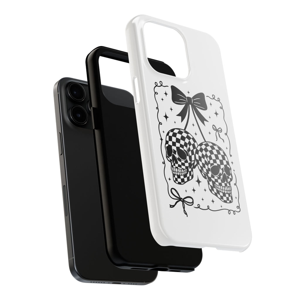 Skull Bow Phone Case - Checkerboard Gothic Tough Phone Case