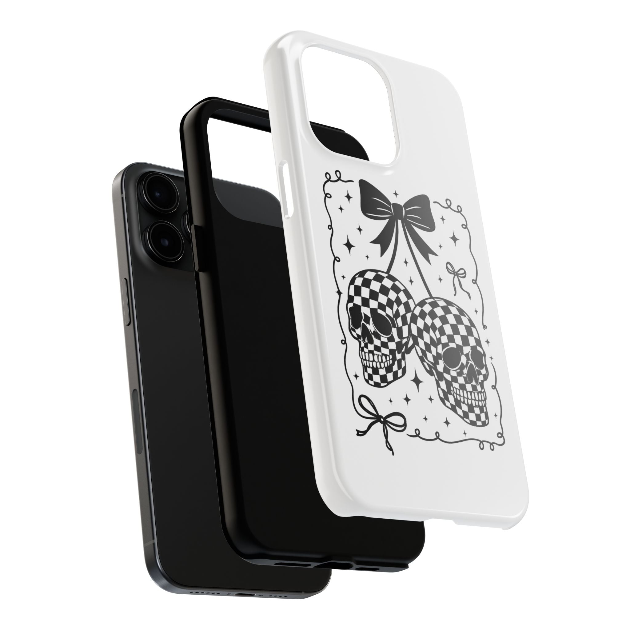 Skull Bow Phone Case - Checkerboard Gothic Tough Phone Case