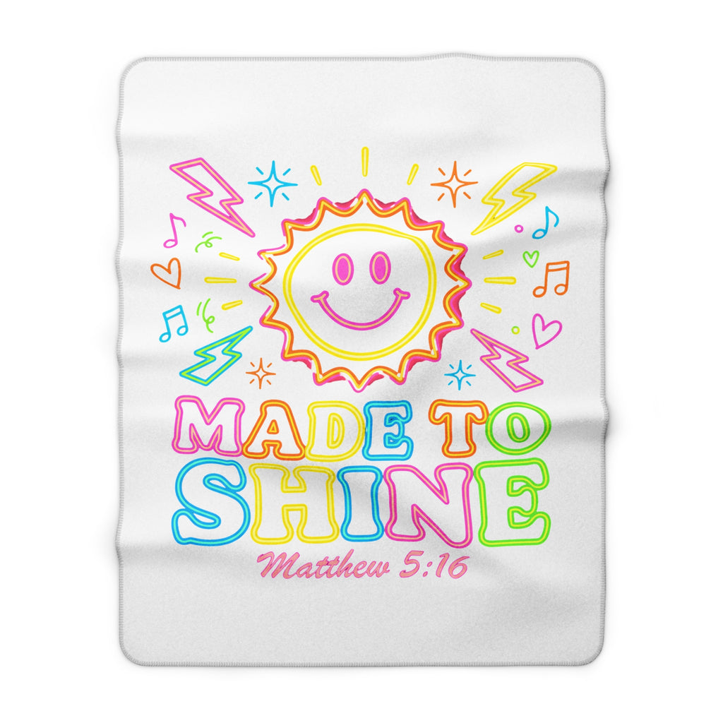 Sherpa Blanket — "Made to Shine" Christian Fleece Throw (Matthew 5:16)