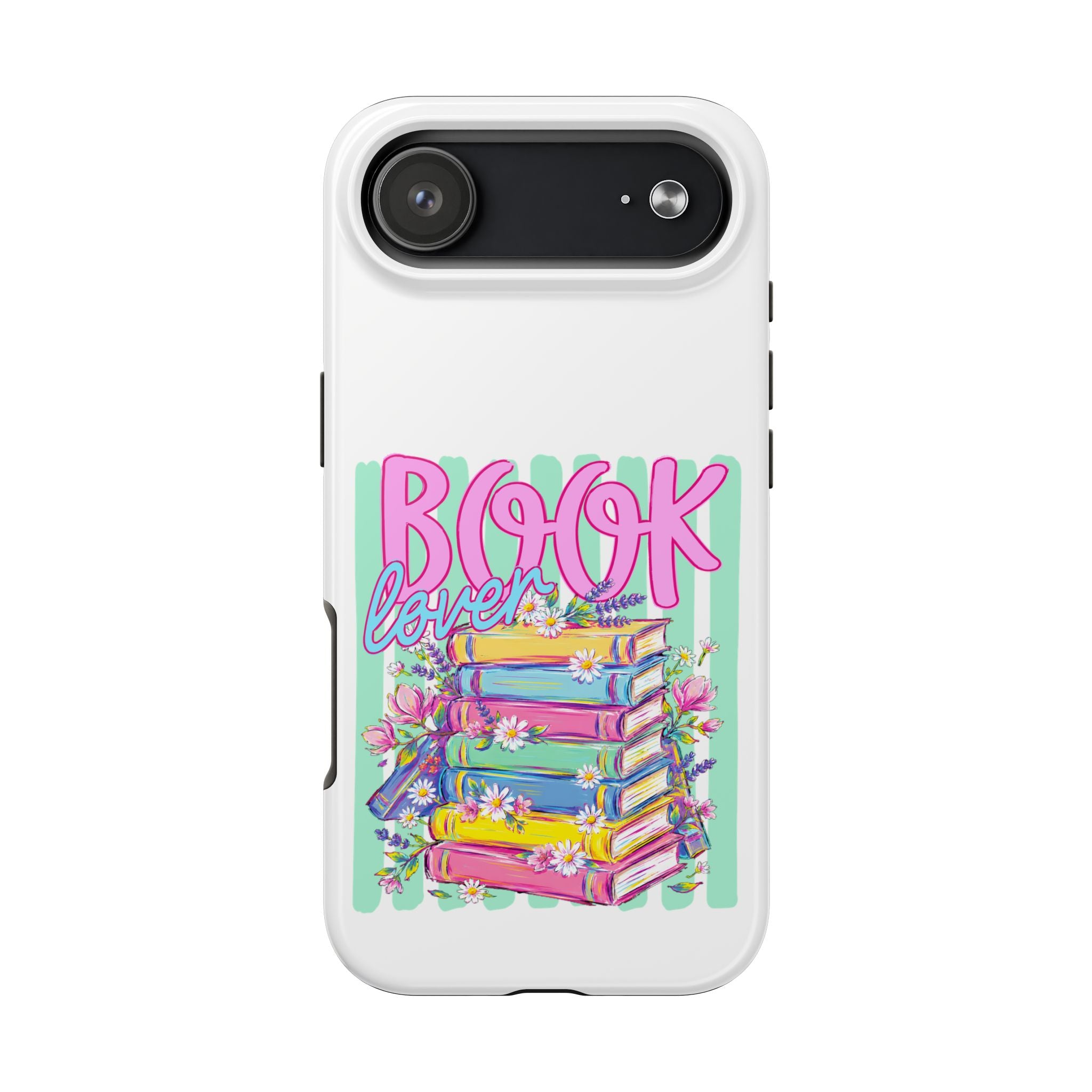 Book Lover Tough Phone Case — Colorful Stack of Books Floral Design