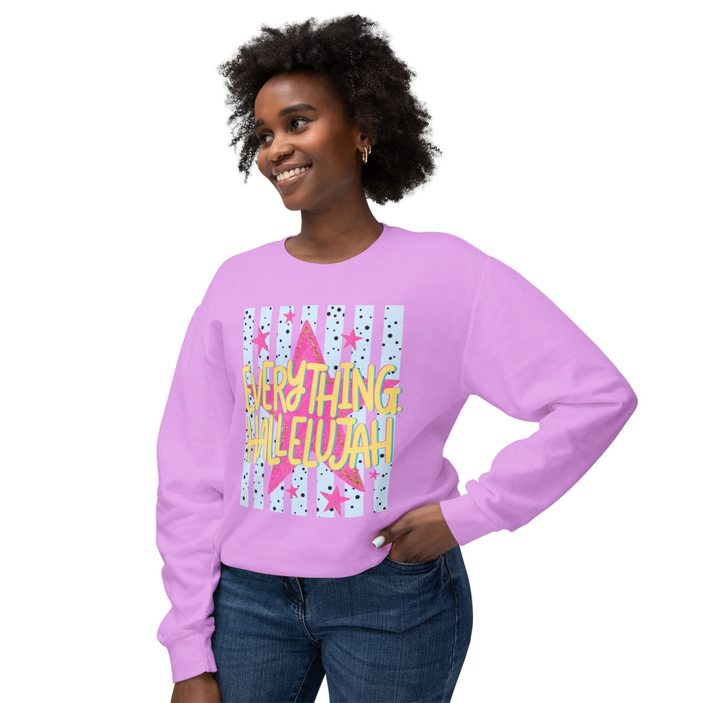 Crewneck Sweatshirt — "Everything Hallelujah" Retro Star Graphic