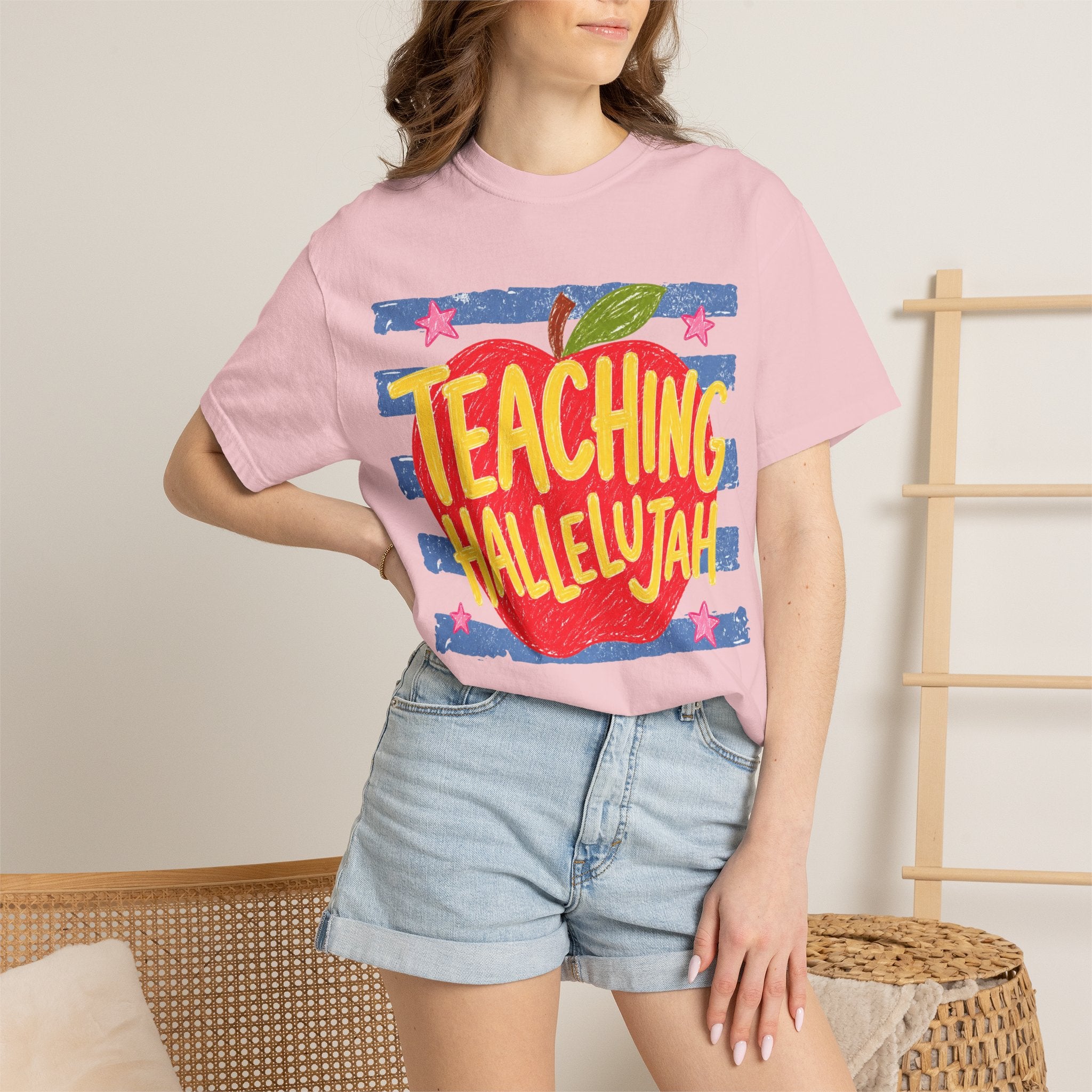 Teaching Hallelujah Teacher T-Shirt — Apple Graphic Back-to-School Gift