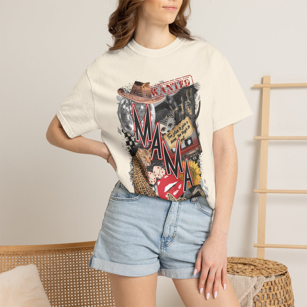 Mama Collage Graphic T-Shirt – Vintage Cowboy, Floral & Retro Icons