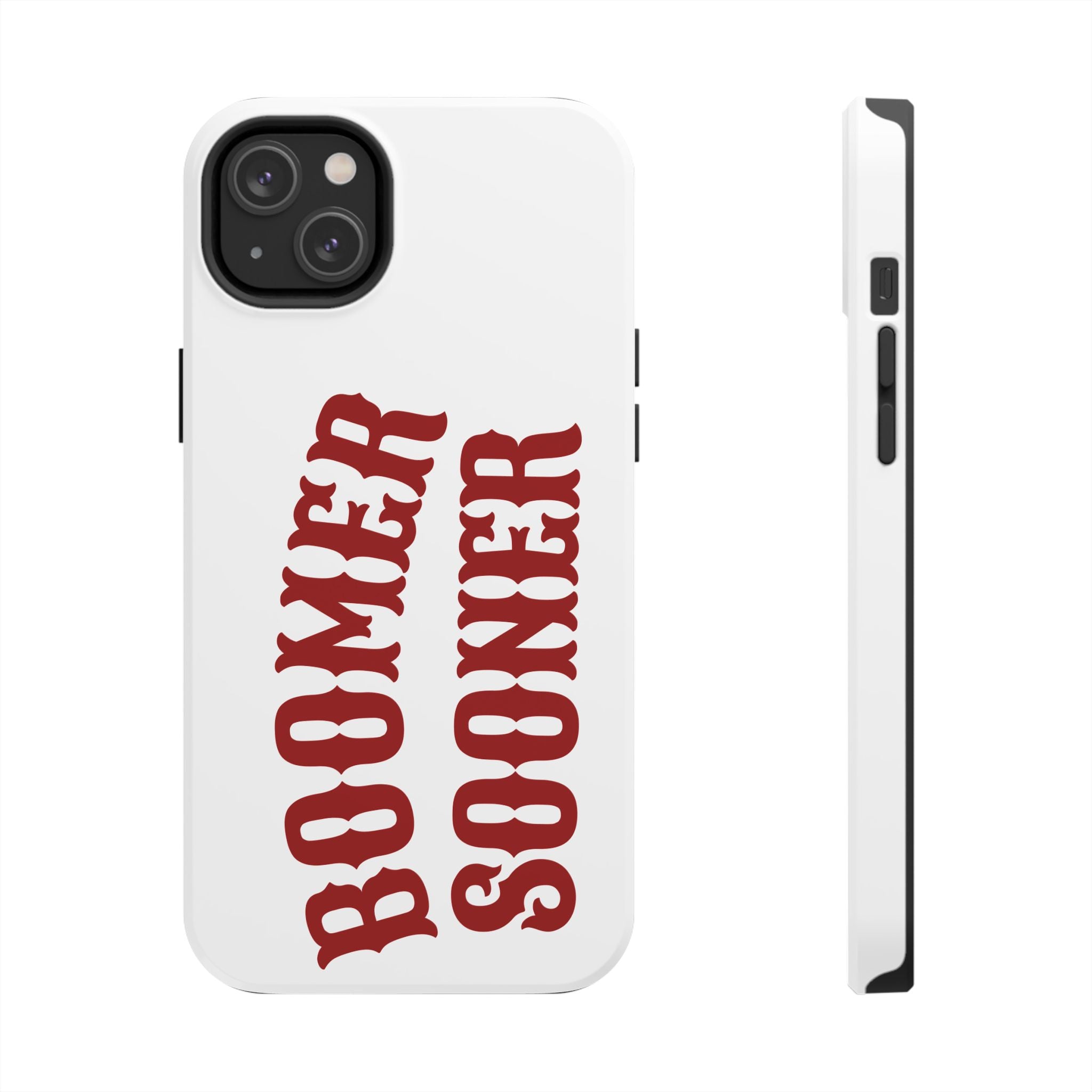 Boomer Sooner Tough Phone Case — Oklahoma Crimson Retro Text Protective Cover