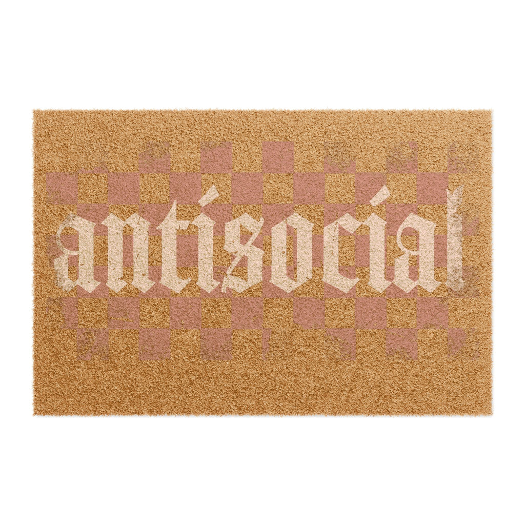 Antisocial Checkerboard Doormat — Funny Introvert Welcome Mat