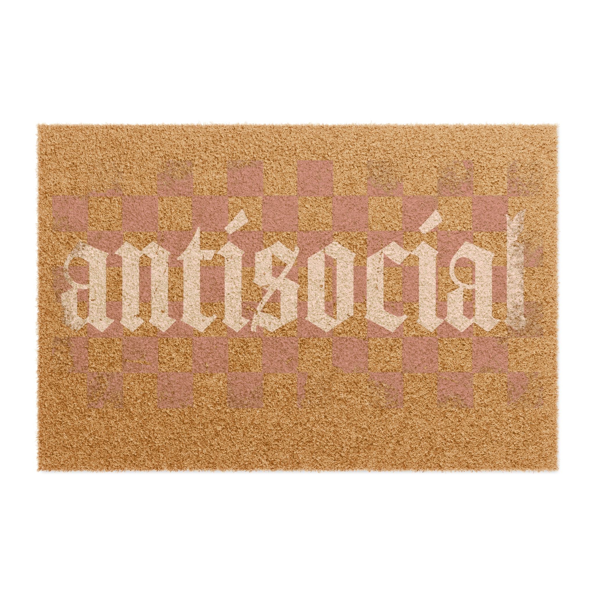 Antisocial Checkerboard Doormat — Funny Introvert Welcome Mat