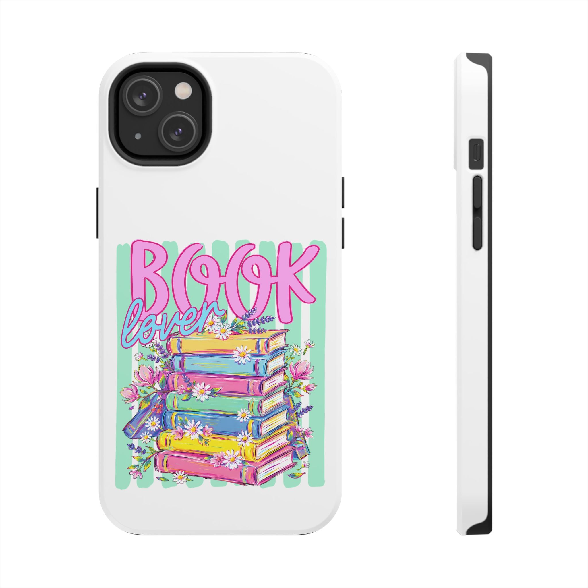 Book Lover Tough Phone Case — Colorful Stack of Books Floral Design
