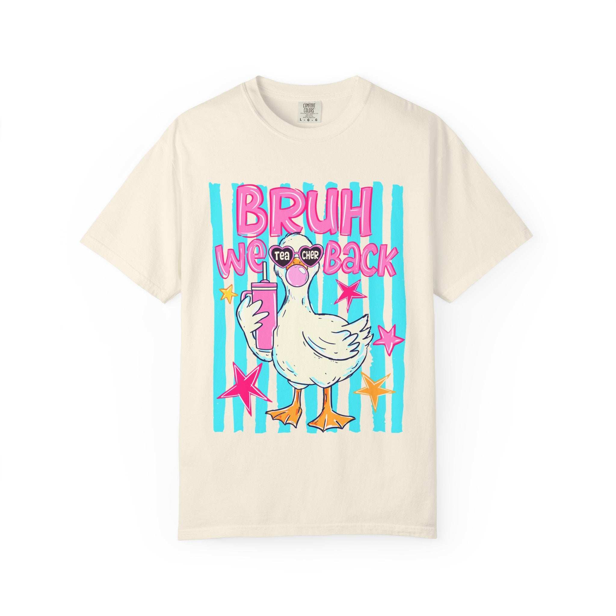 T‑Shirt — 'Bruh We Back' Duck Graphic Tee (Retro Pastel Streetwear)