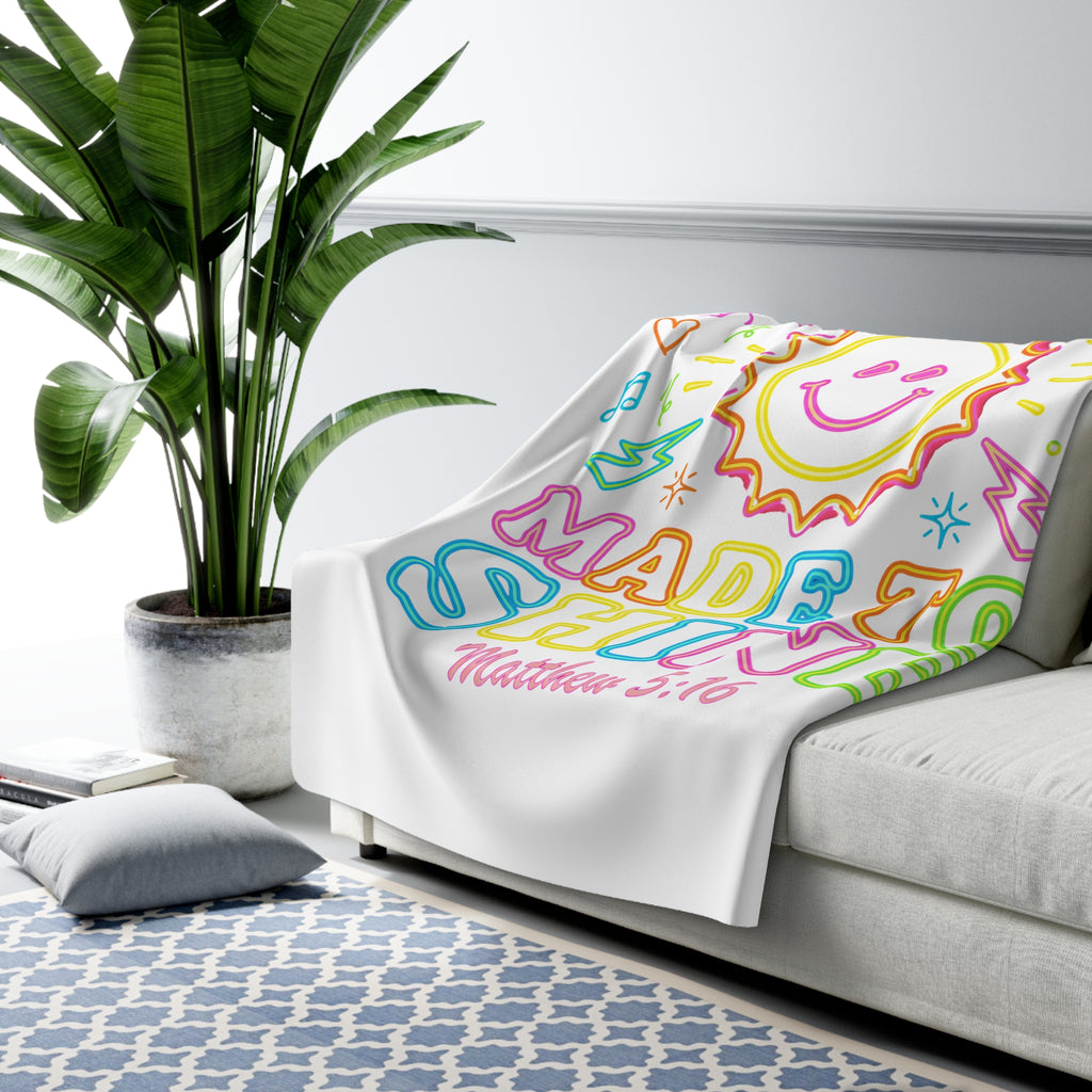 Sherpa Blanket — "Made to Shine" Christian Fleece Throw (Matthew 5:16)