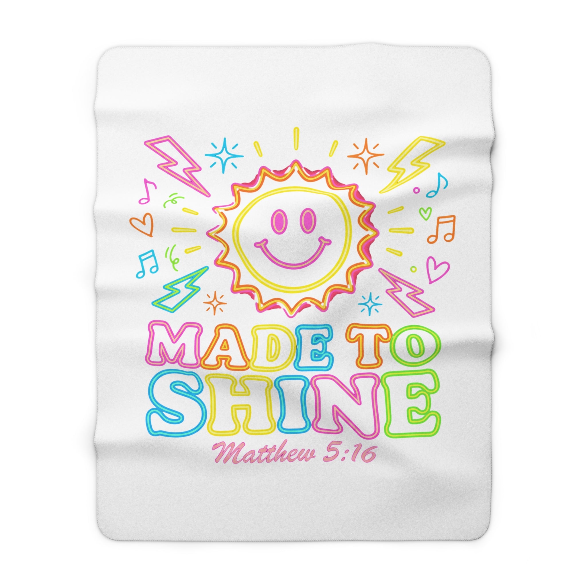 Sherpa Blanket — "Made to Shine" Christian Fleece Throw (Matthew 5:16)
