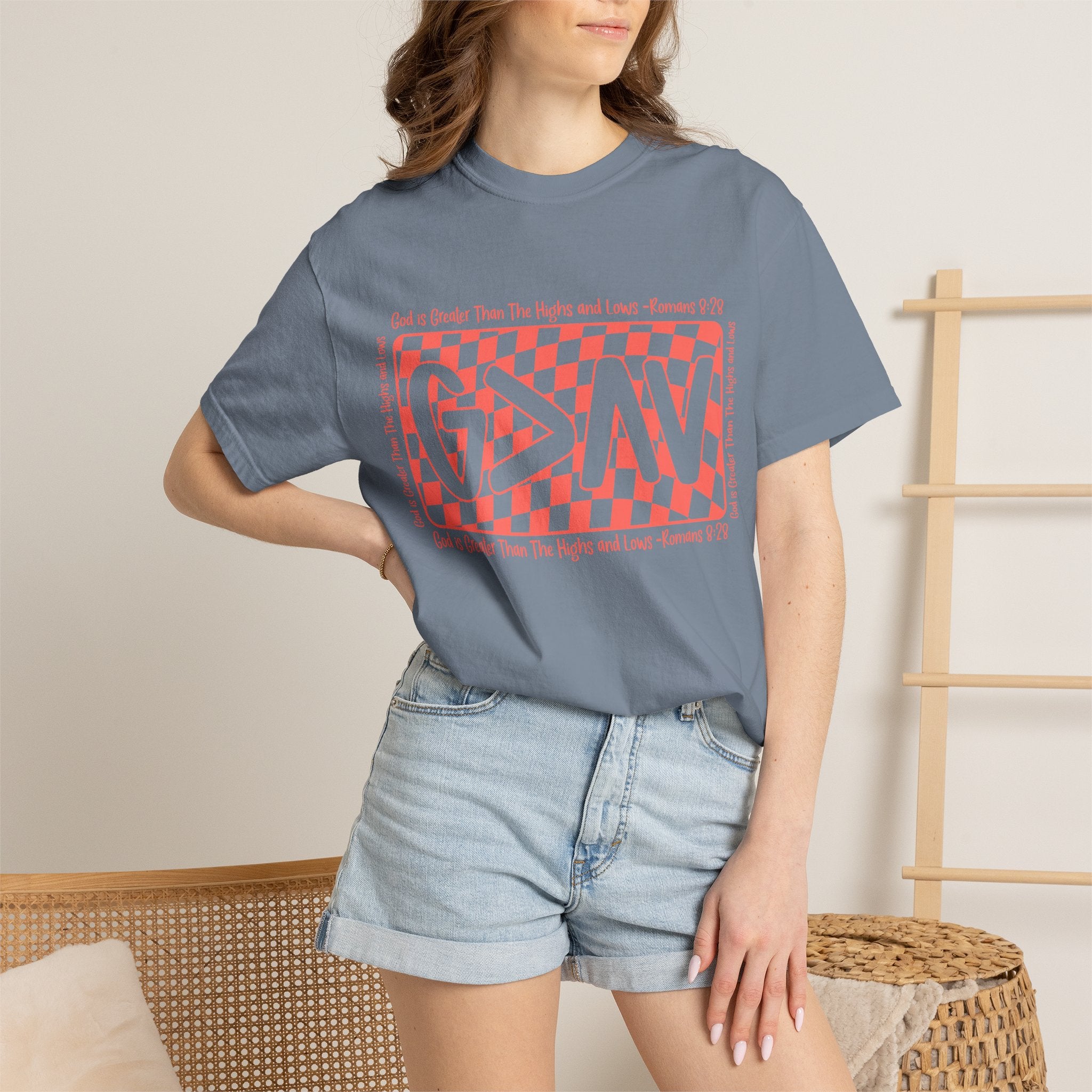 Grateful Dead Vibes Checkerboard Graphic T‑Shirt — 'G?AV' Retro Band Tee