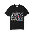 Day Care Checkerboard T‑Shirt — Playful Smiley & Floral Kids Graphic Tee