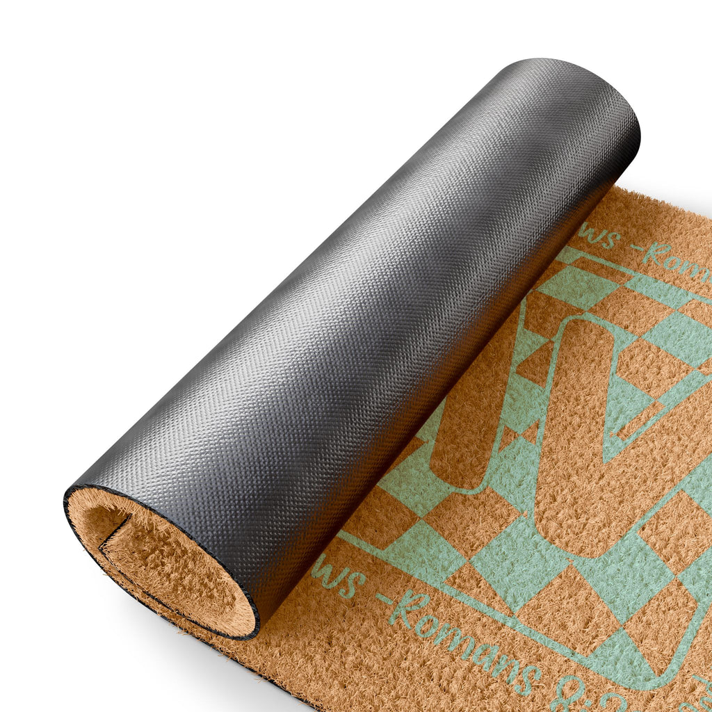 Doormat — 'G > ∧ V' Checkerboard Coconut Coir Welcome Mat