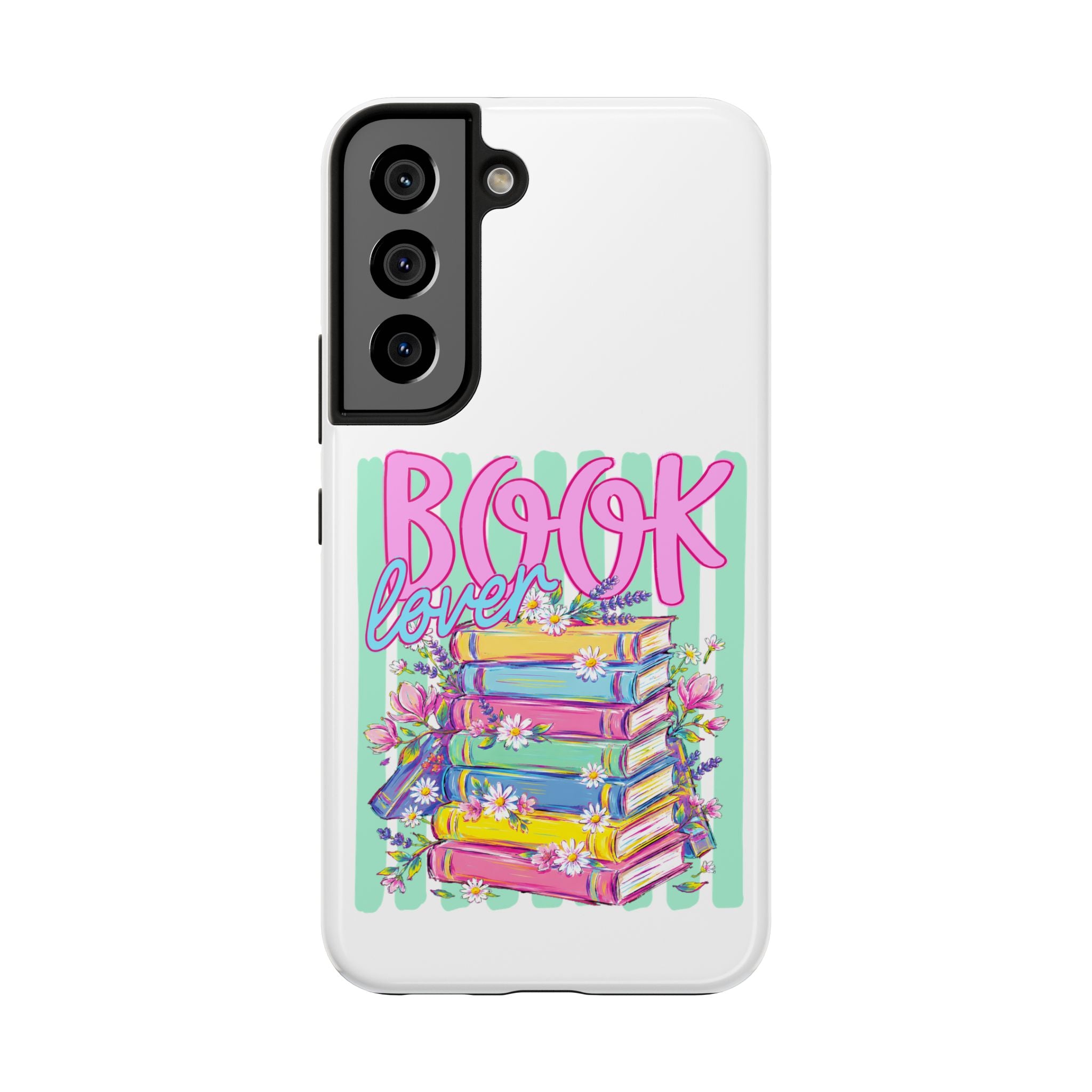 Book Lover Tough Phone Case — Colorful Stack of Books Floral Design