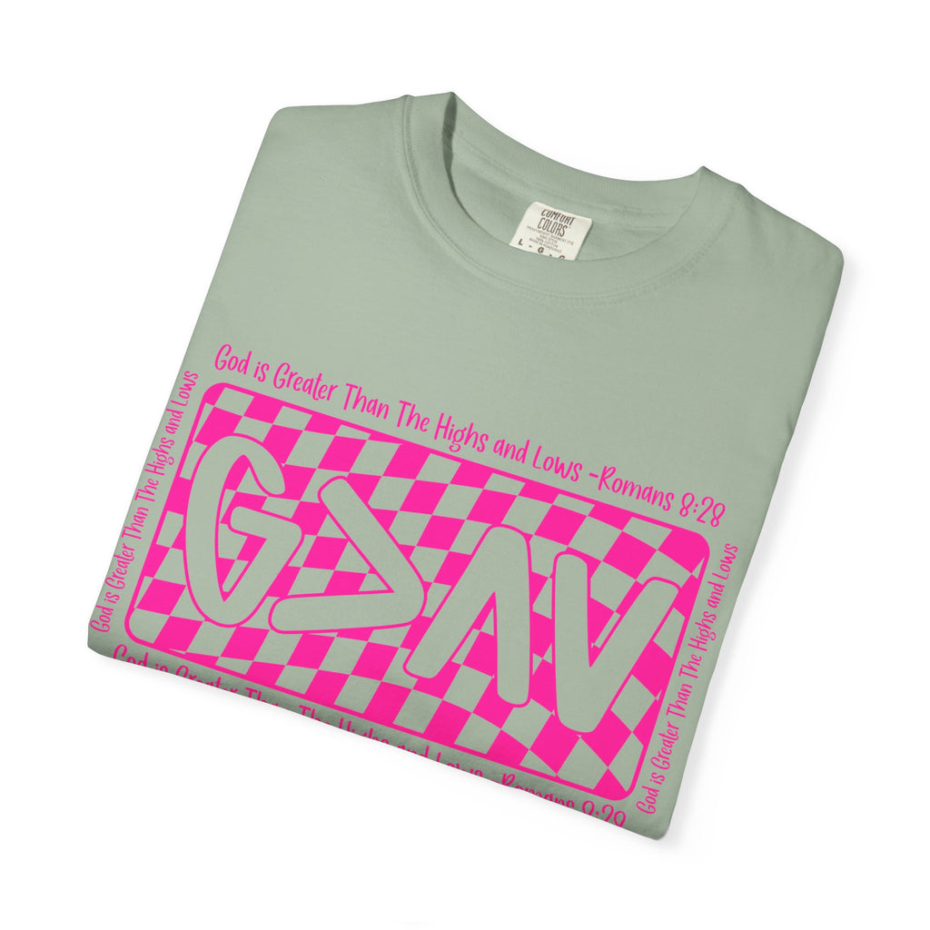 Good & Greater Checker Logo T-Shirt — Pink Graphic Tee