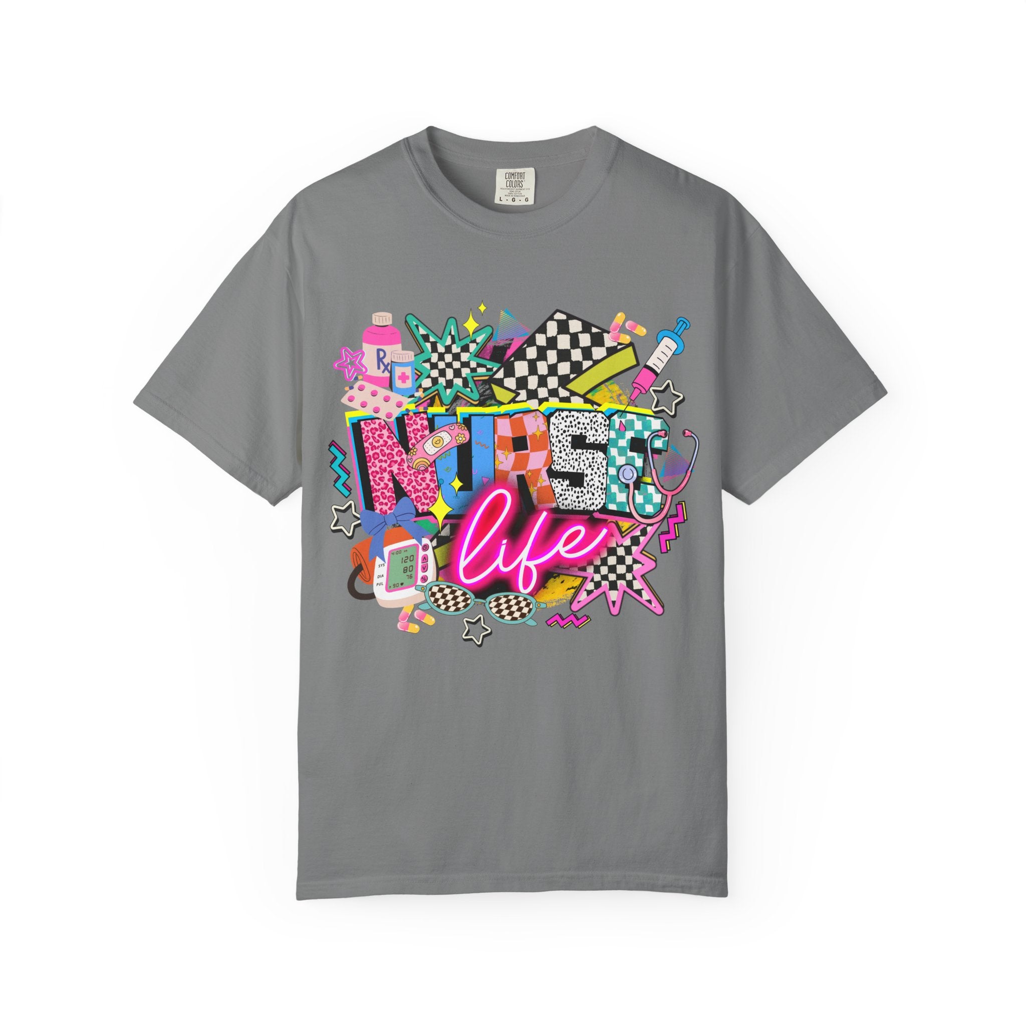 Unisex Graphic T-Shirt — "Nurse for Life" Retro Neon Pop Art Tee