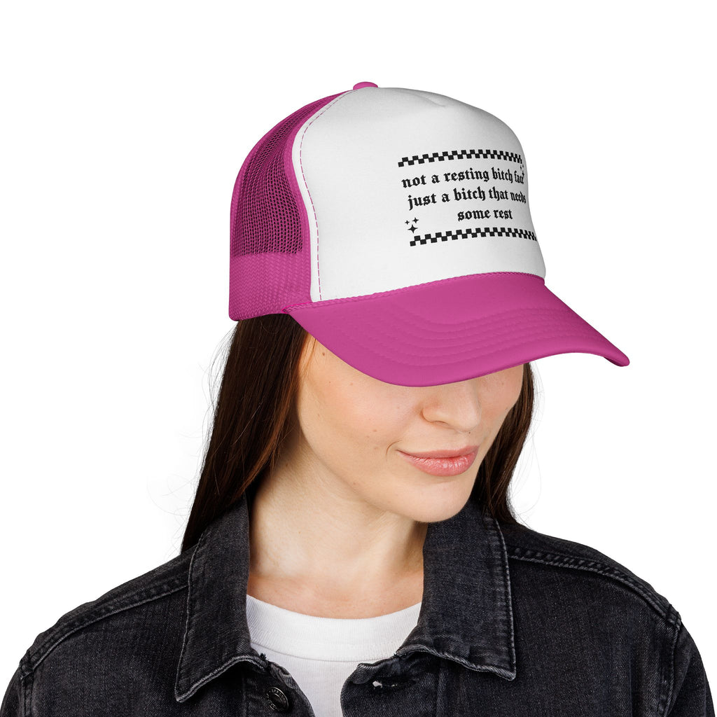 Trucker Hat — "Not a resting bitch face, just a bitch that needs some rest" (Funny Statement Cap)