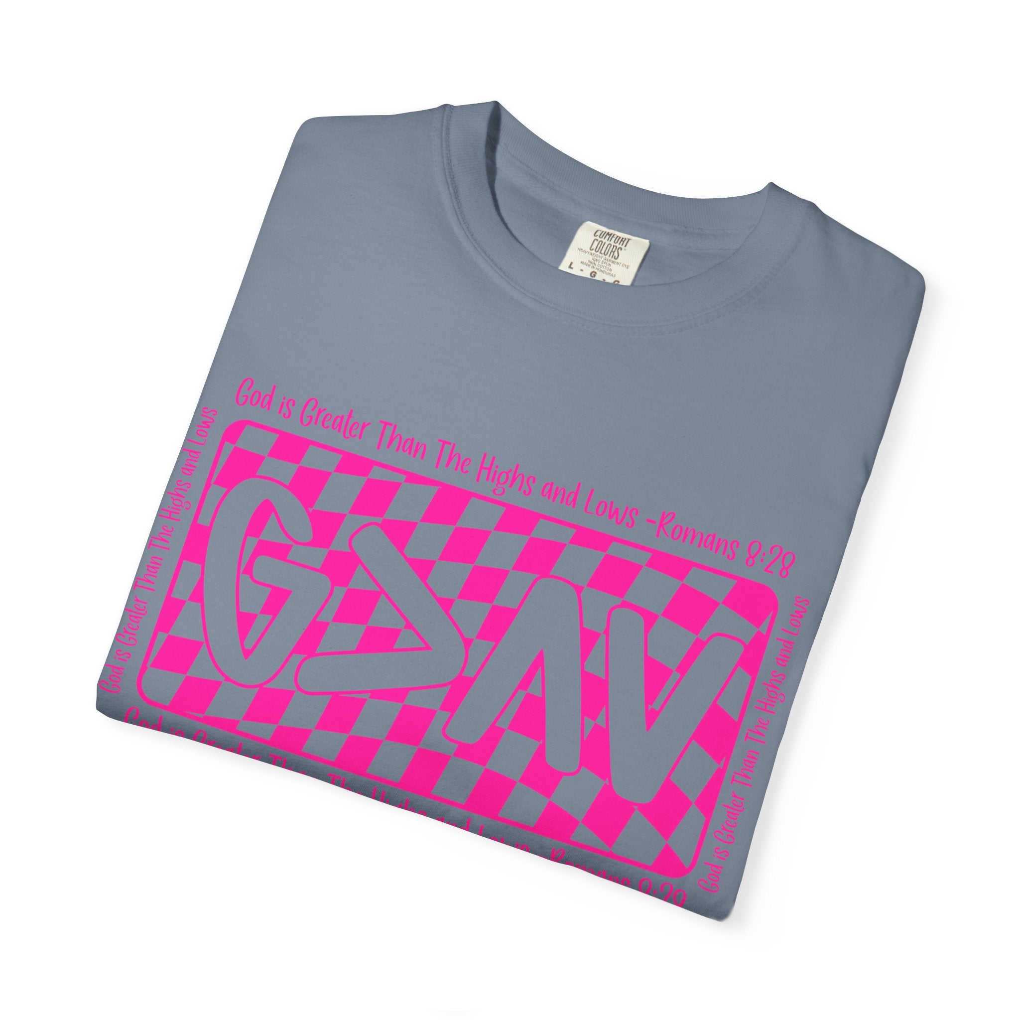 Good & Greater Checker Logo T-Shirt — Pink Graphic Tee