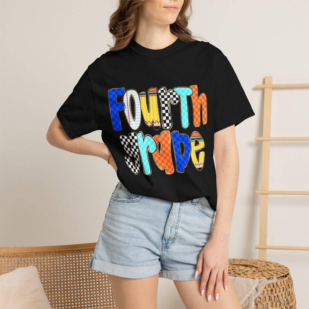 Fourth Grade T-Shirt — Colorful Retro Lettering Tee for Kids