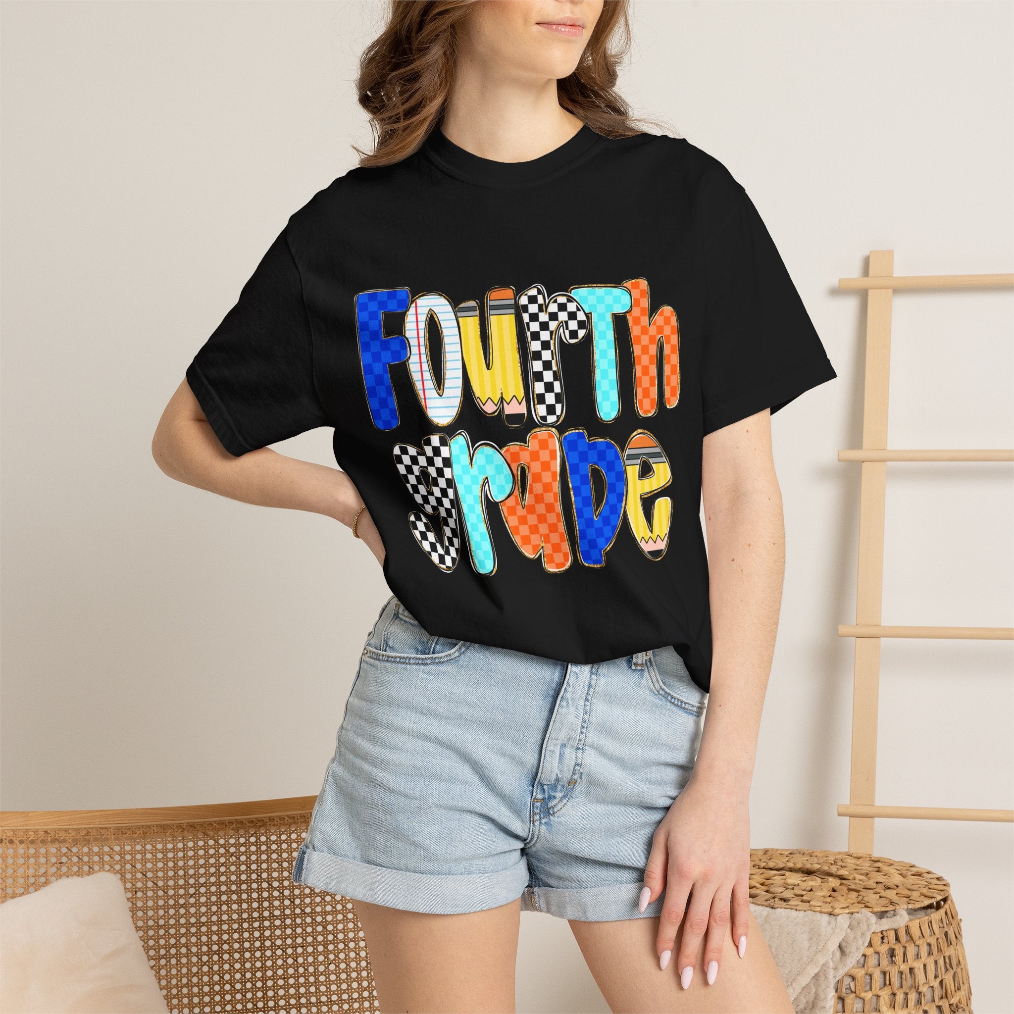 Fourth Grade T-Shirt — Colorful Retro Lettering Tee for Kids